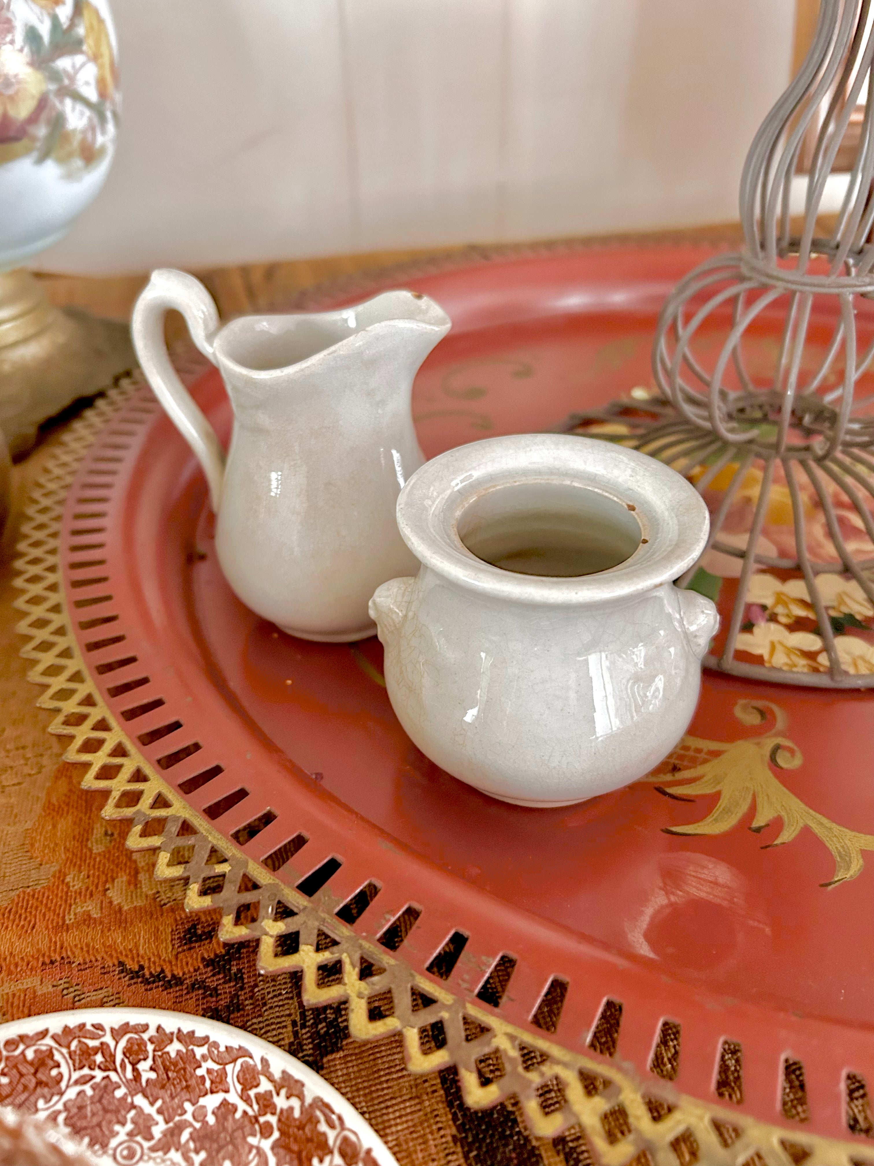 Vintage Ironstone Small Creamer and Bowl