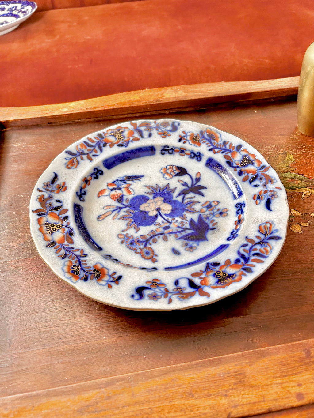 Antique Stained Ironstone French China Imari Plate