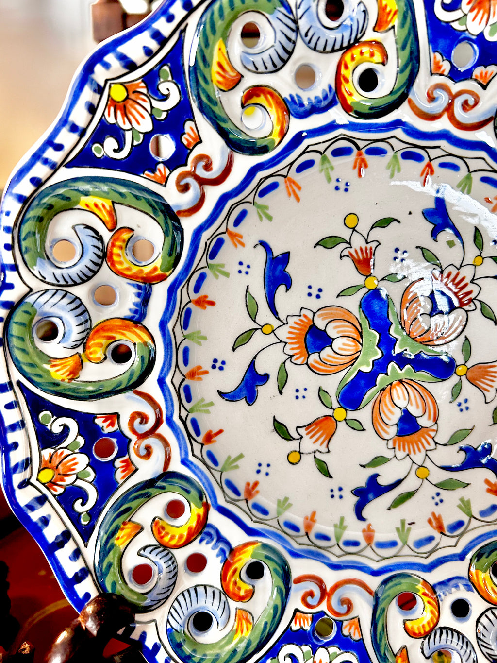 Vintage French Rouen Hand-painted Ceramic Plate