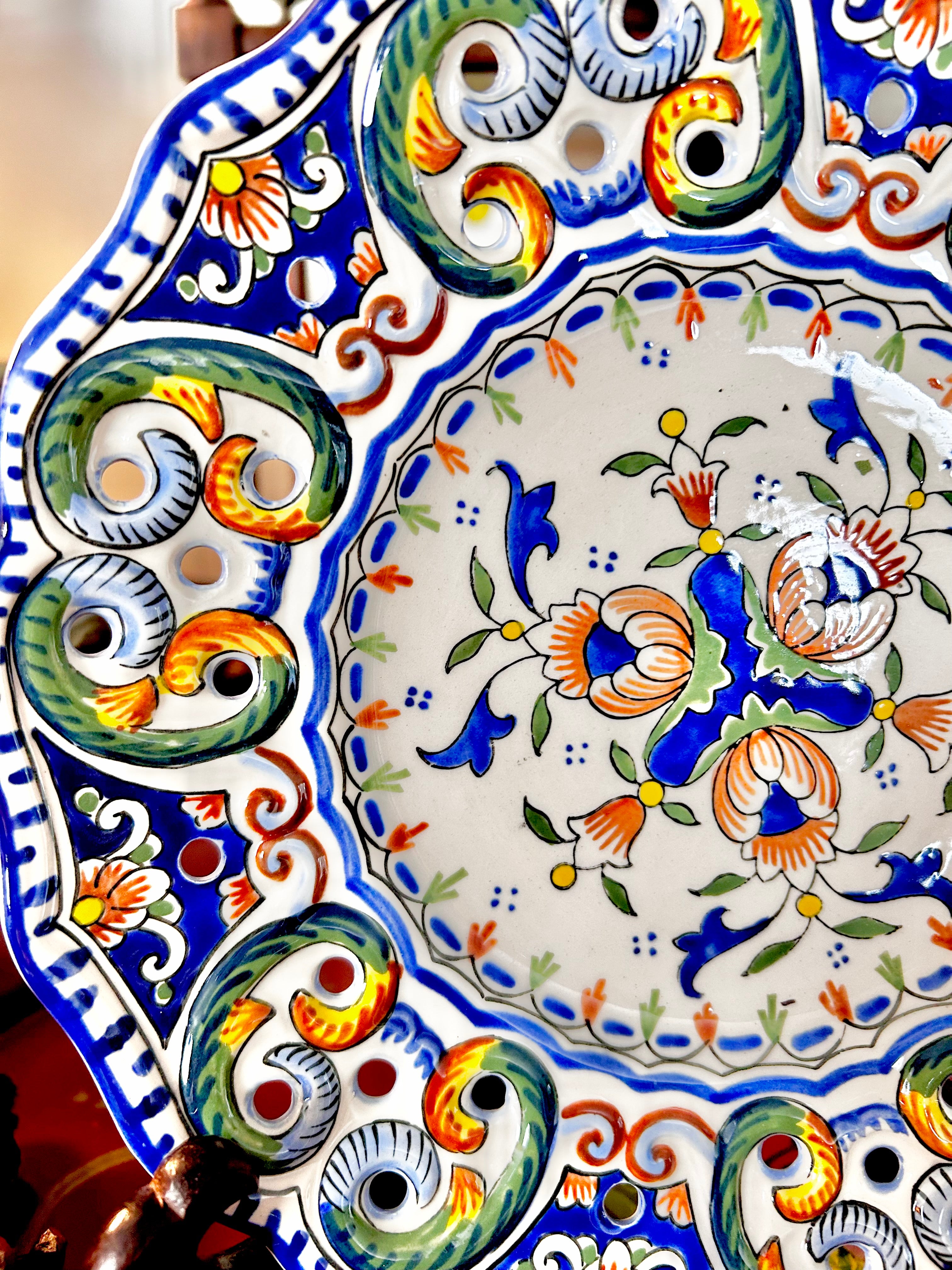 Vintage French Rouen Hand-painted Ceramic Plate