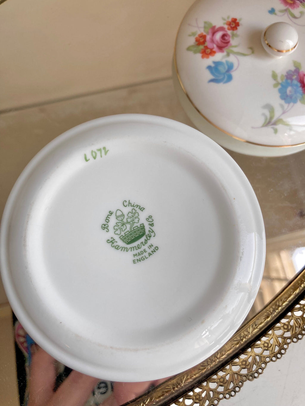 Vintage Hammersley & Co Bone China Floral Lidded Canister - made in England