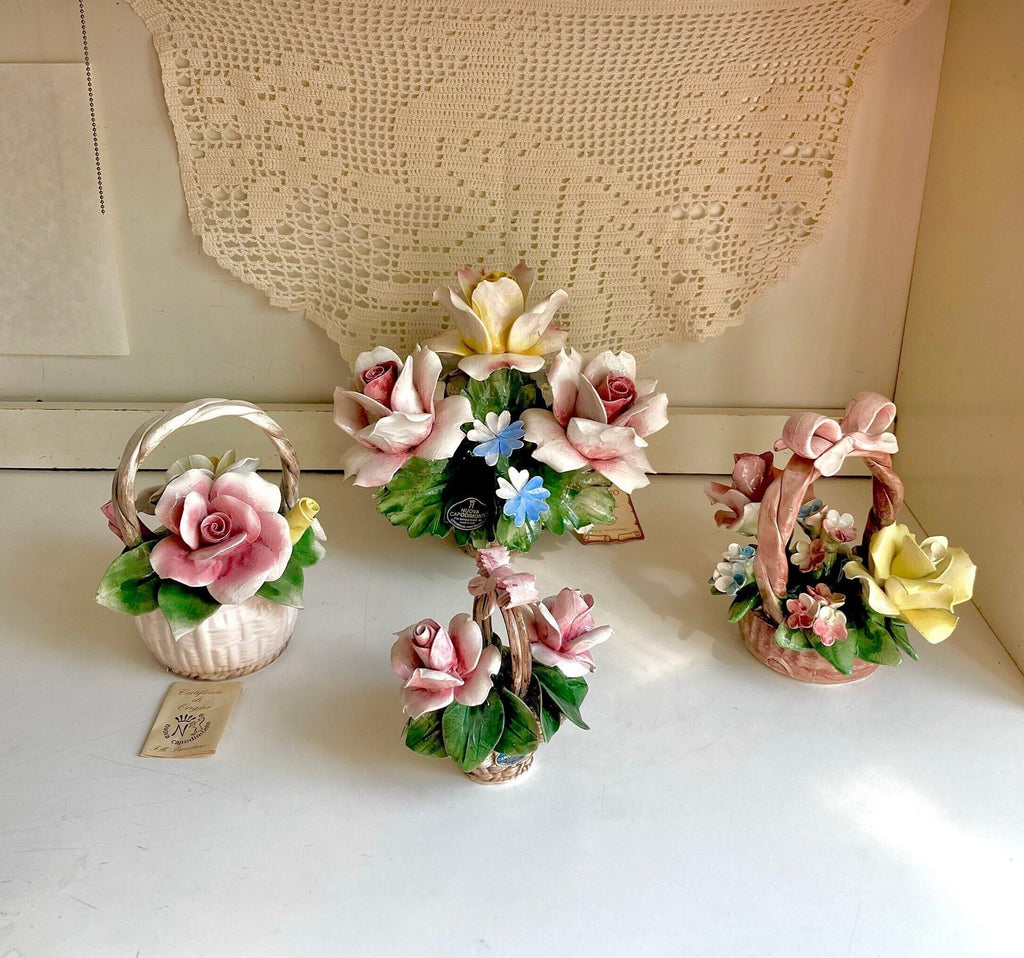 Vintage Italian Nuova Capodimonte Porcelain Hand-made Rose Bouquets: CHOOSE from Four