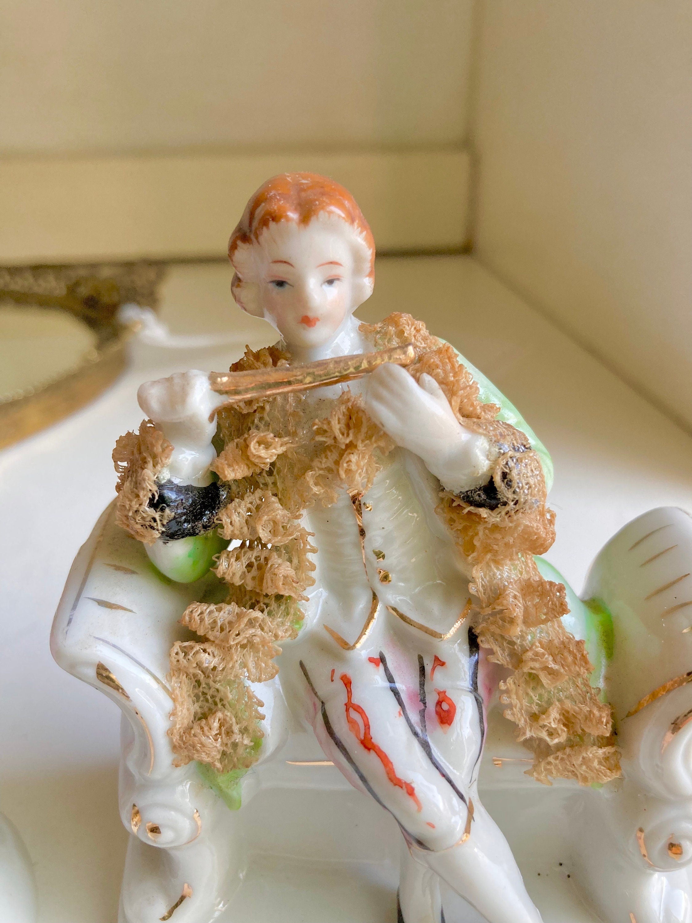 Vintage Victorian Dresden Lace Style Porcelain Figurines Royal Japan: Choose from 2