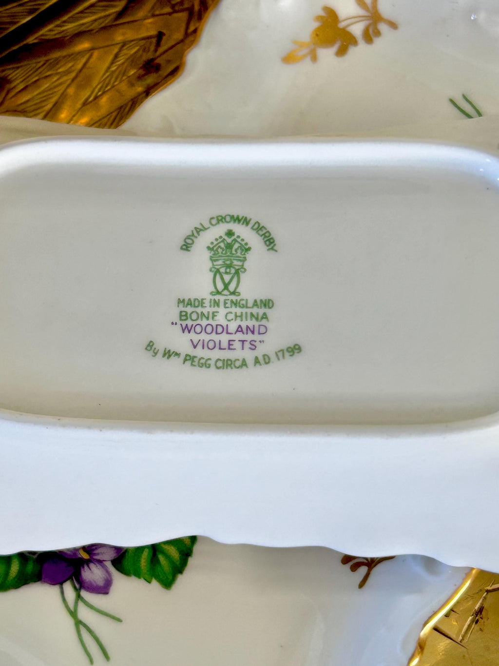 Royal Crown Bone China Woodland Violets Trinket Dishes