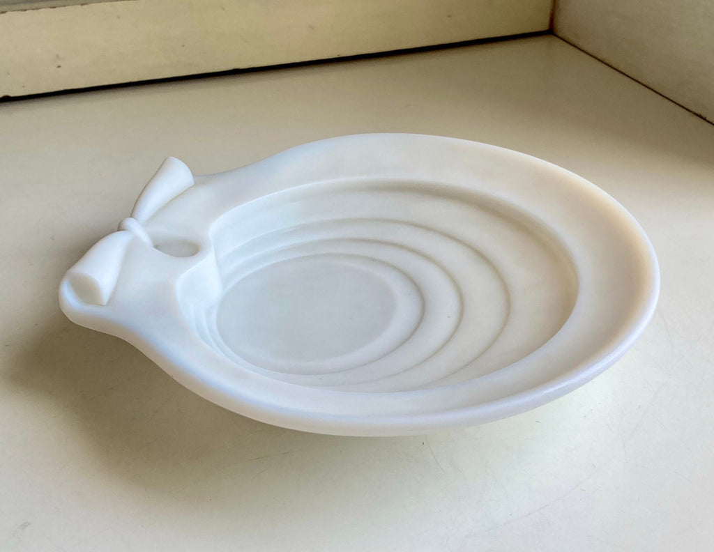 Antique French Opaline Glass Welled Seashell Dish