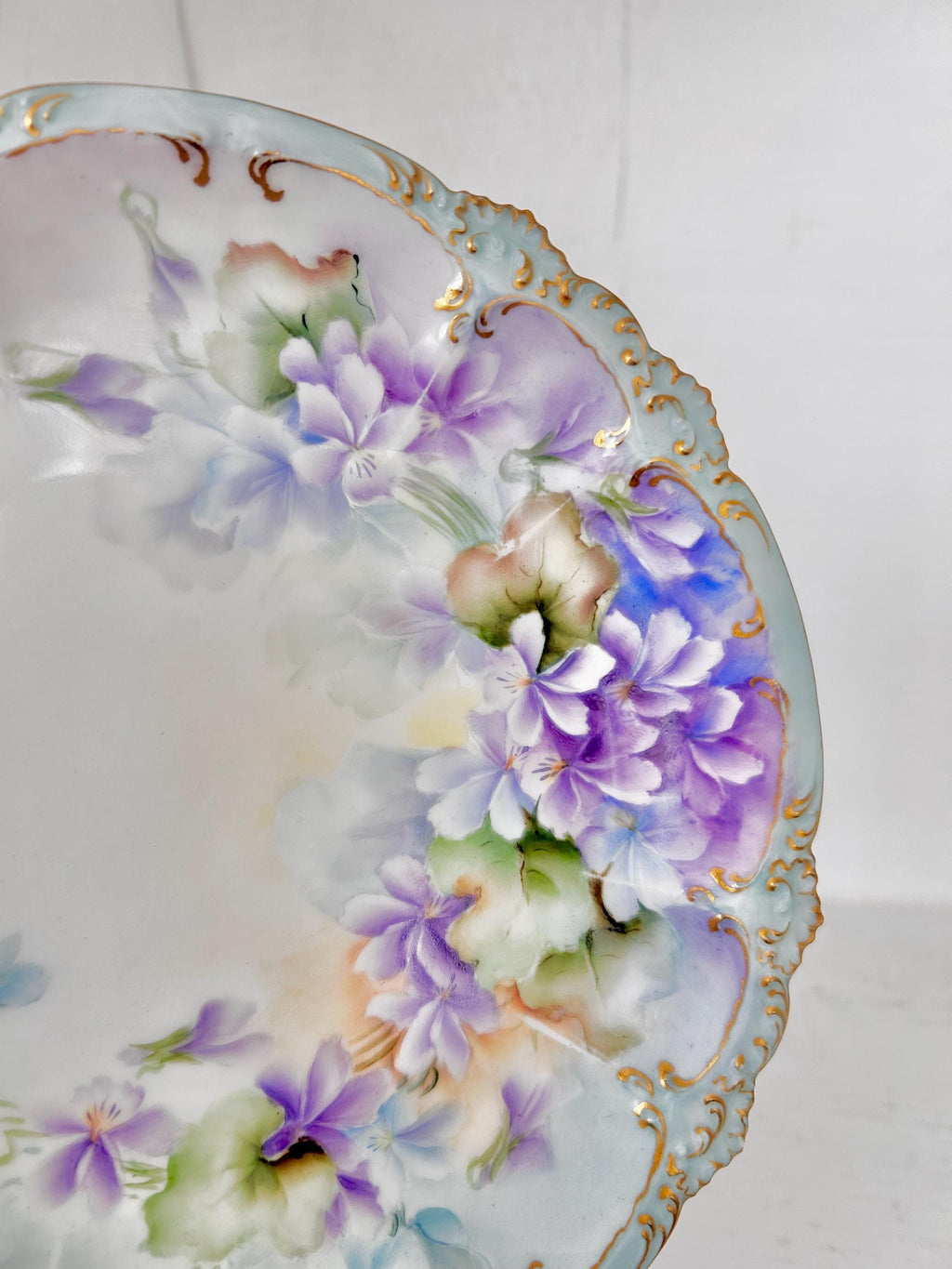 Vintage Limoges Porcelain Plate, Handpainted Violets, G.D.A.