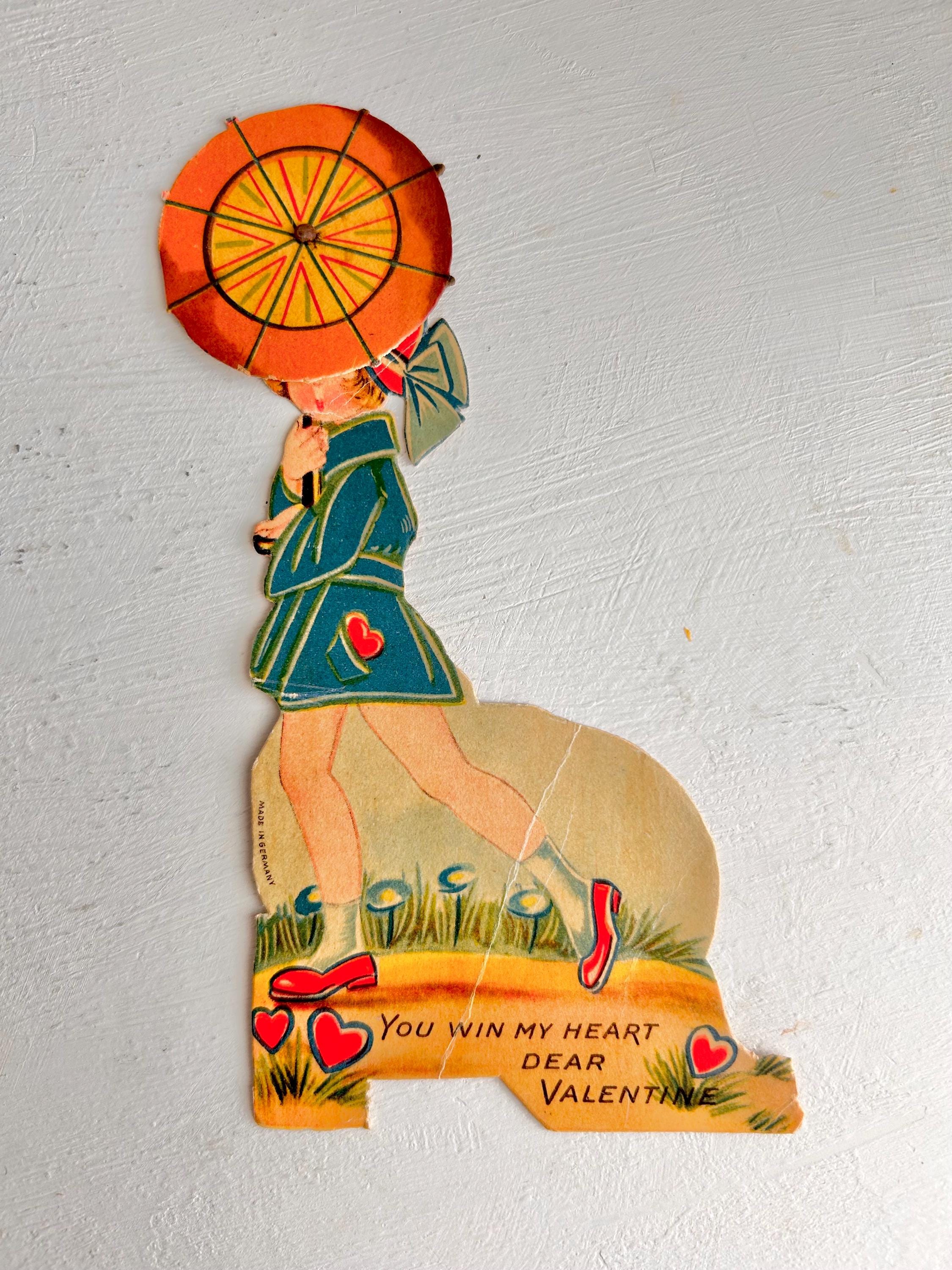 Vintage Die-Cut Paper Valentine: 1930s/40s Moveable Love Greeting