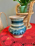 Ceramic Thrown Pottery Vase in Earth tones and a Deep Sea-green Glaze