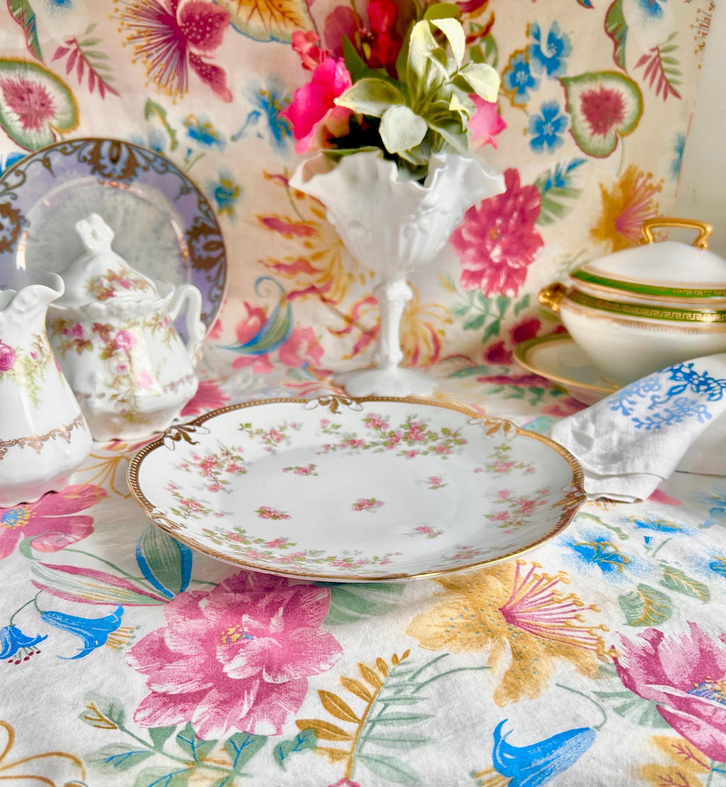 Vintage Blenheim China Plate: Pink Blossom Pattern, Gold Trim