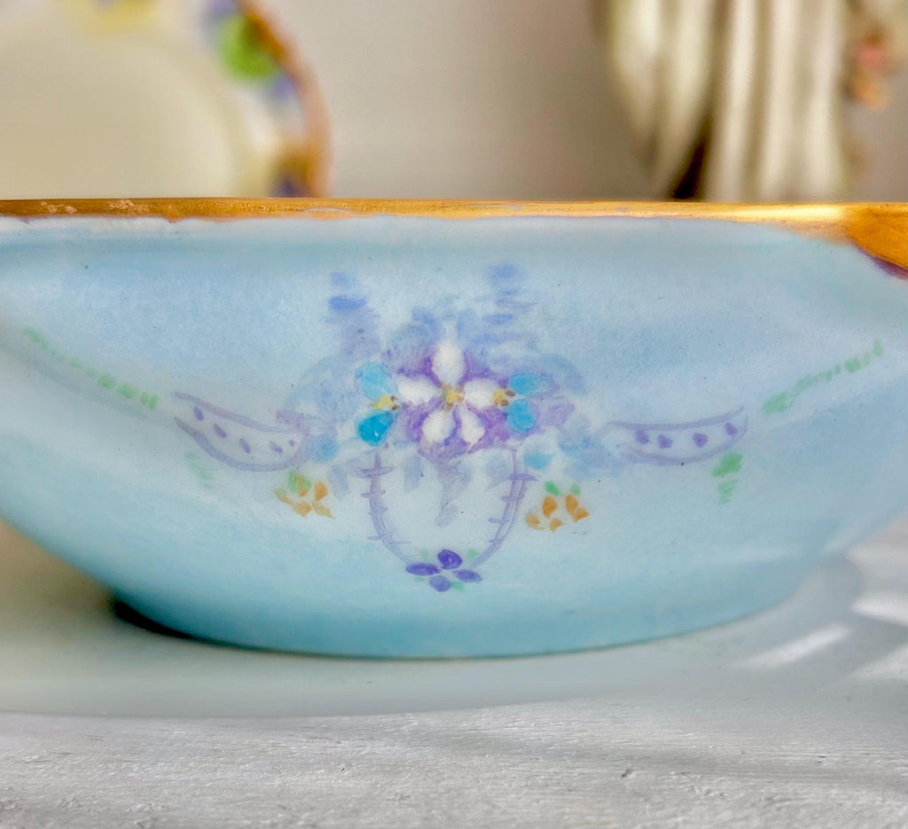 Antique EPIAG Porcelain Dish: Hand-Painted Floral Luster Bowl