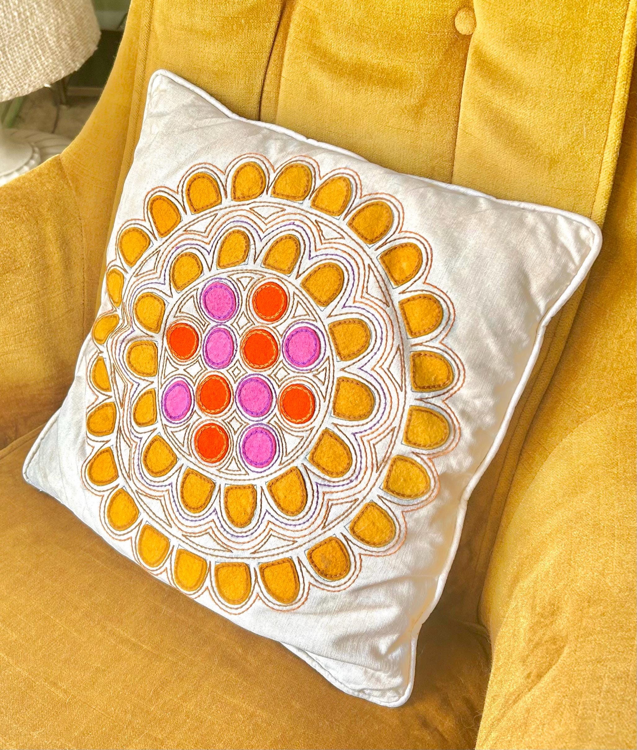 1960s Flower Power Pillowcase: Hand-Stitched Vintage Throw Pillow Cover