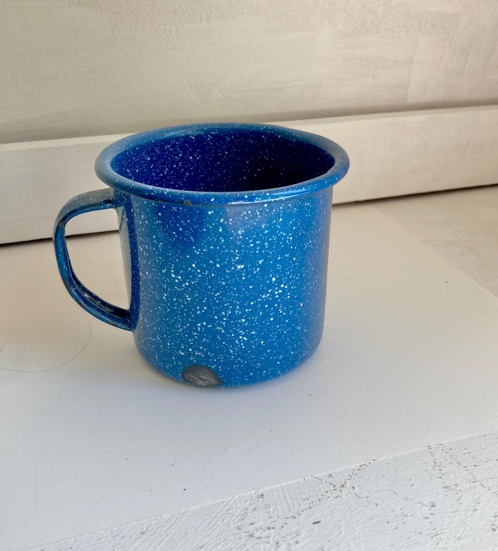 Vintage Enamelware White Speckled Blue Metal Dining for Outdoors and Camping: Choose from options