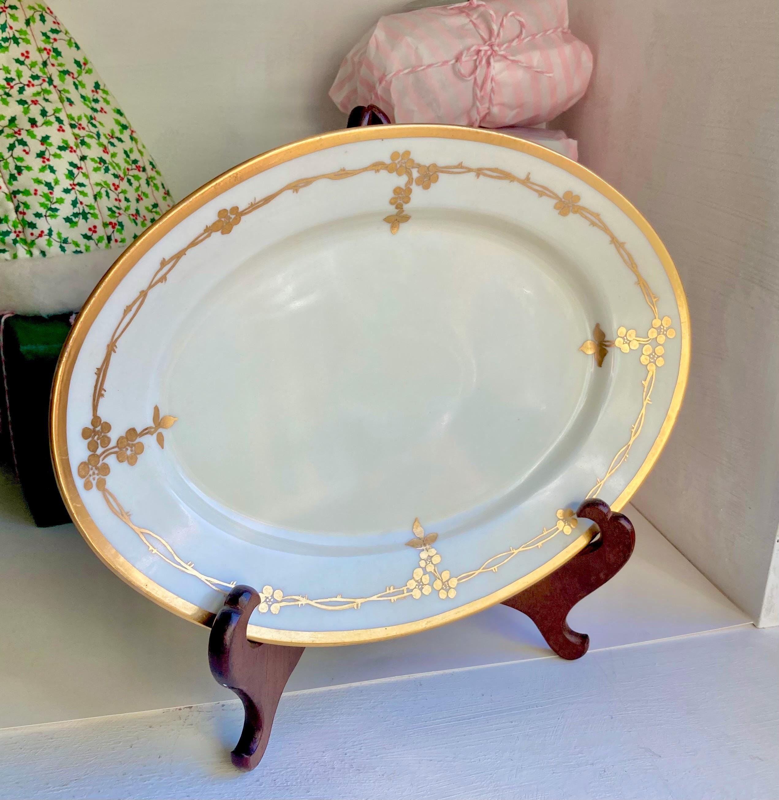 Vintage Rosenthal Bavarian China Platter: Gold Rose Garland Trim