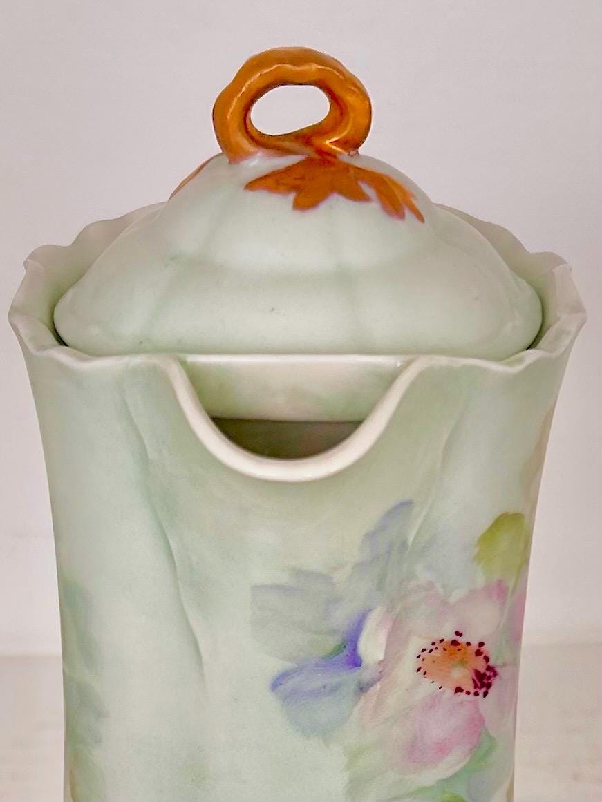 Vintage Haviland Limoges Porcelain Chocolate Pot with Roses