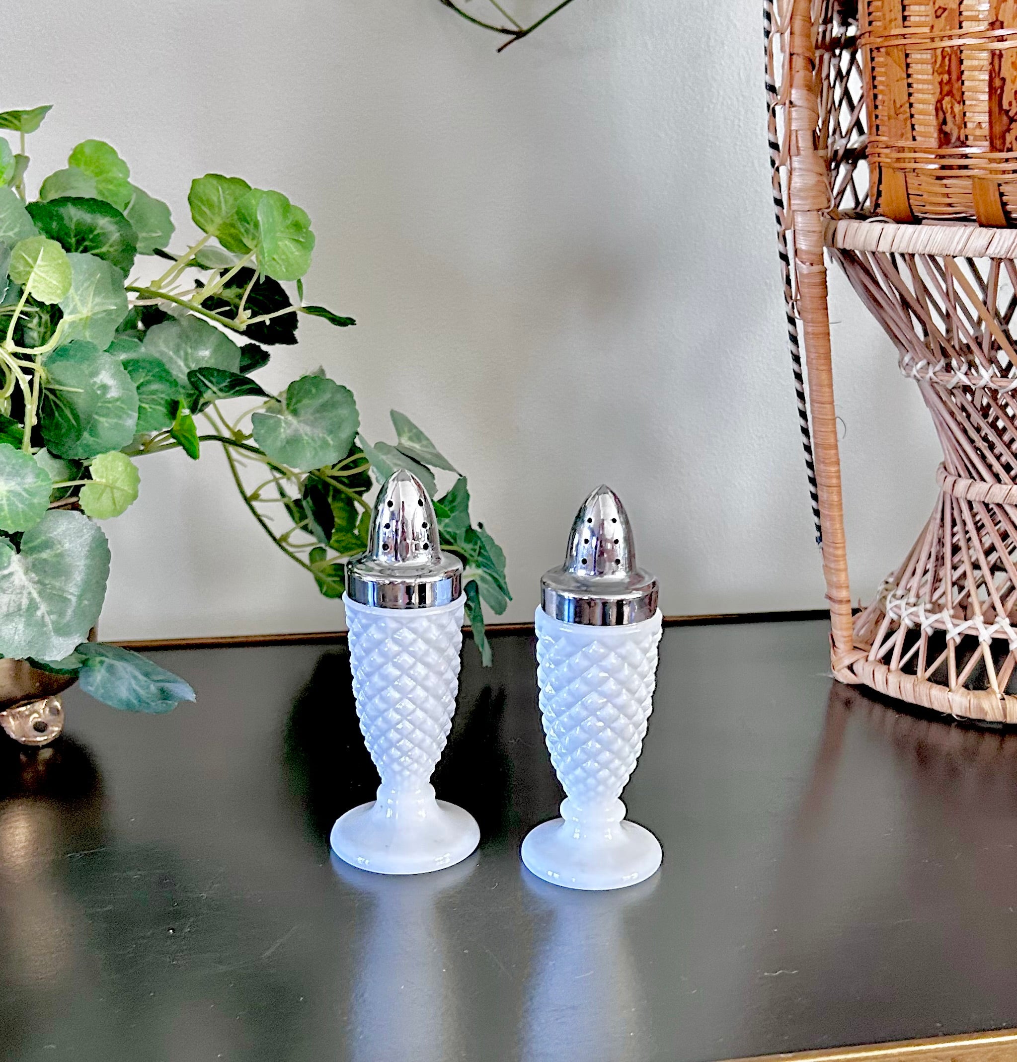 Vintage Milk Class Salt and Pepper Shakers