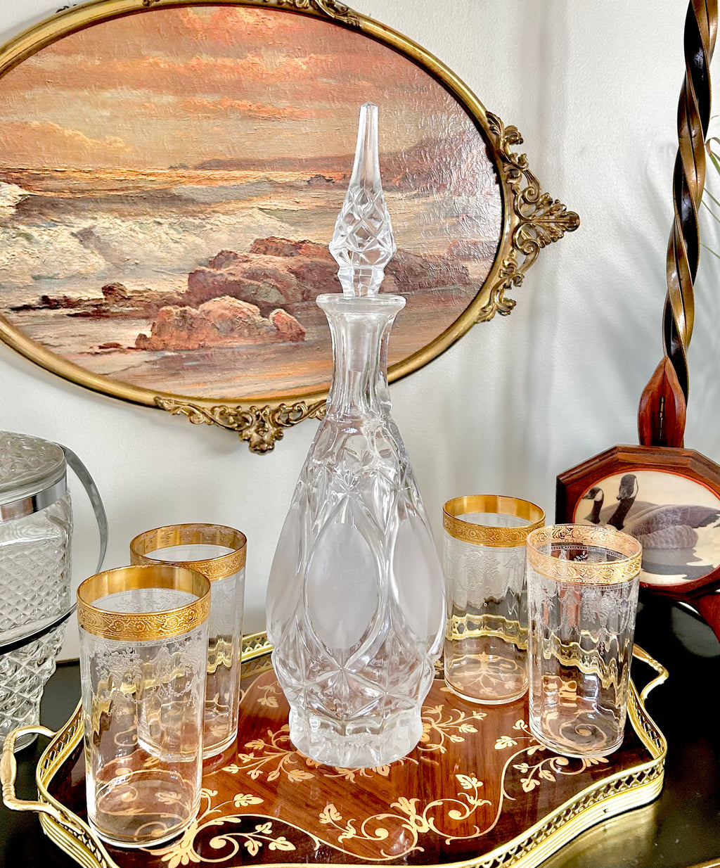 Vintage Cut Crystal Glass Decanter