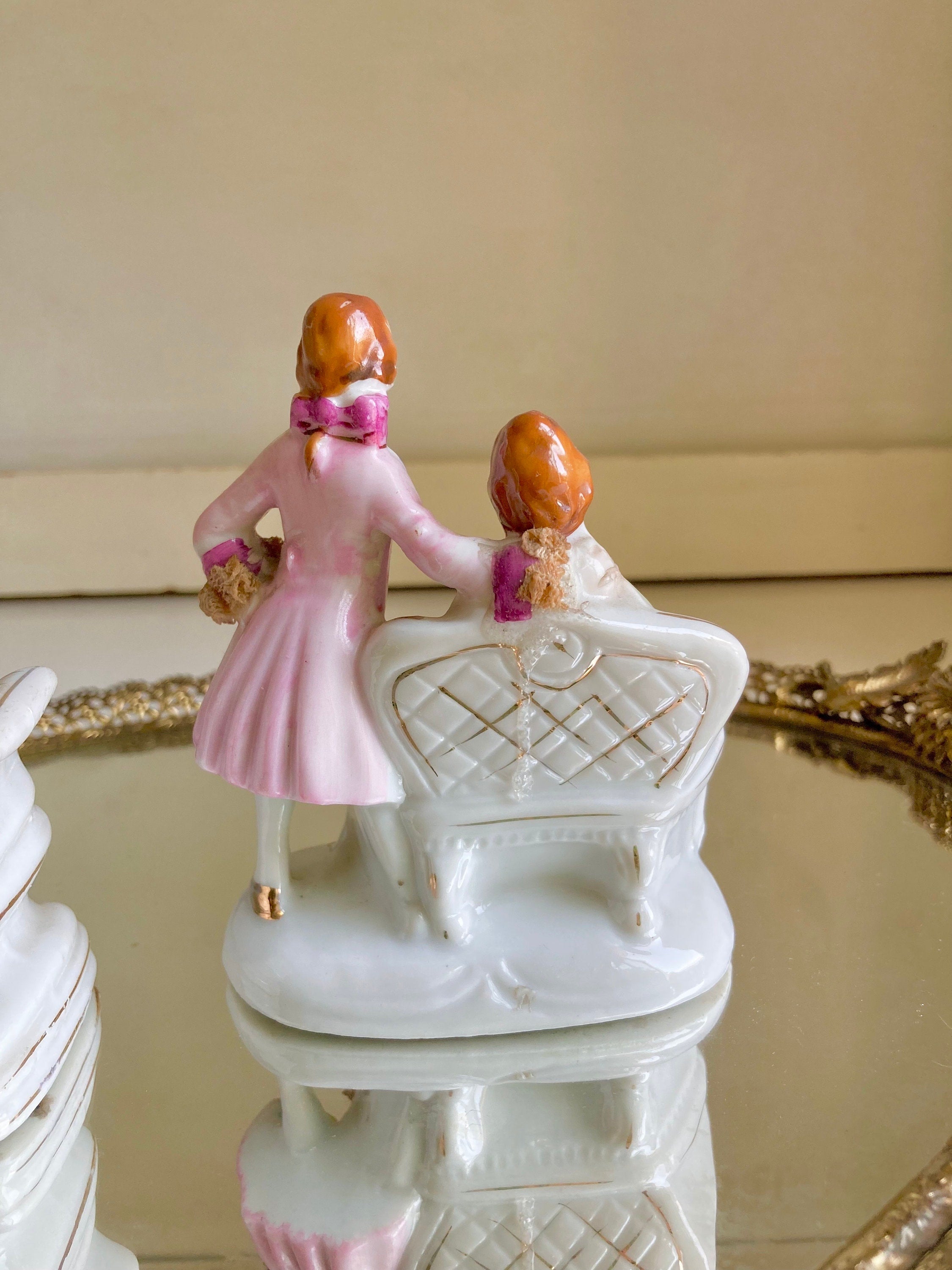 Vintage Victorian Dresden Lace Style Porcelain Figurines Royal Japan: Choose from 2