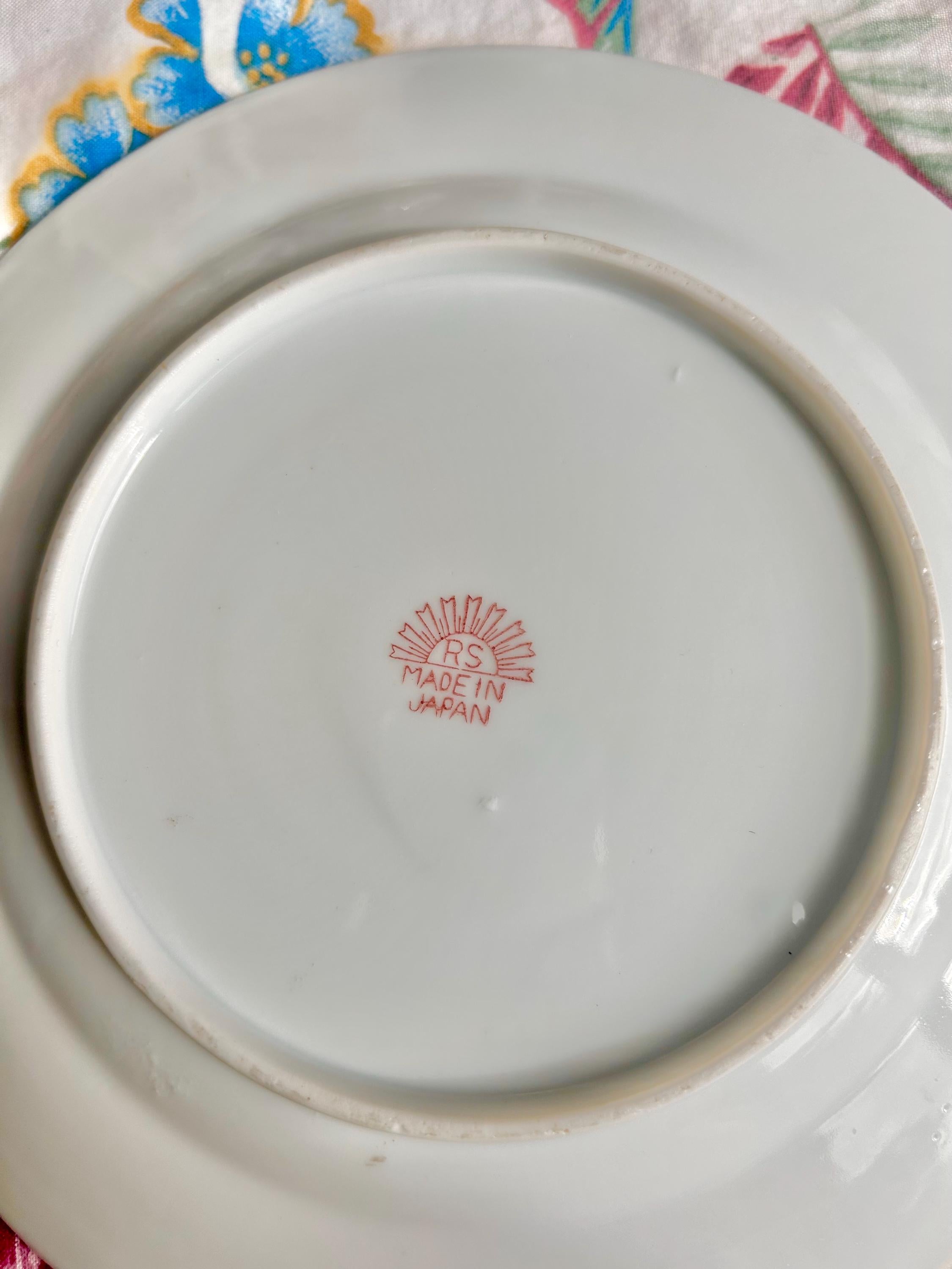 Vintage Purple Lusterware Plate: Gold Filigree Trim, RS Japan