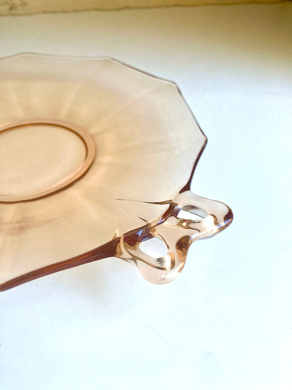 Fostoria Amber Depression Glass Plate, Butterfly Bow Handles, Fairfax 2375