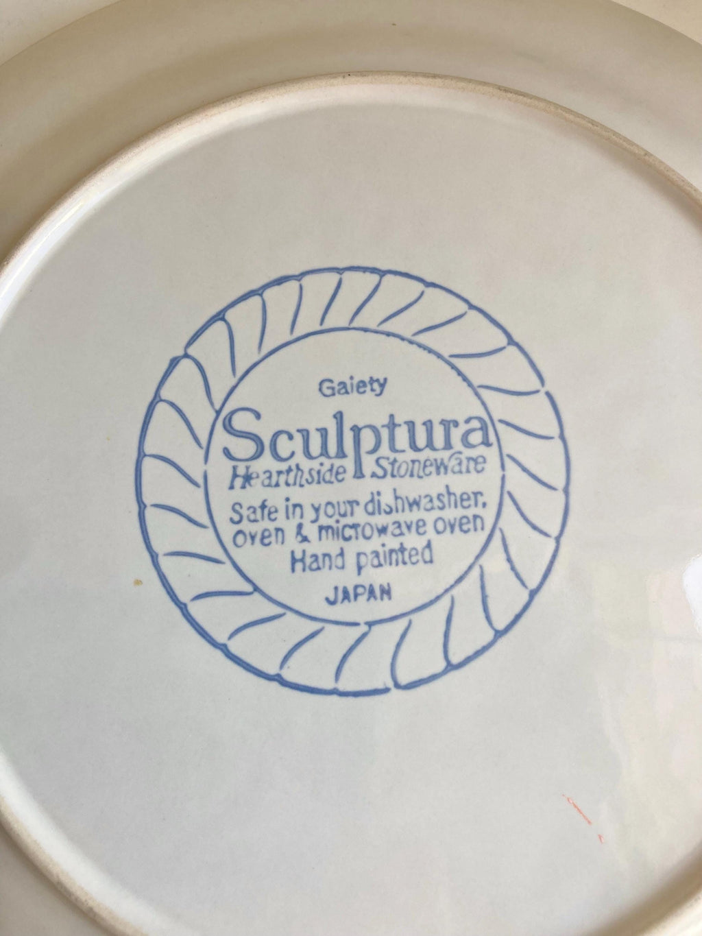 Vintage Gaiety Sculptura Stoneware Dinner Plates Pair - Orange Yellow Floral - Japan