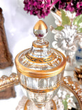 Vintage Gilt Glass Pedestal Lidded Dish