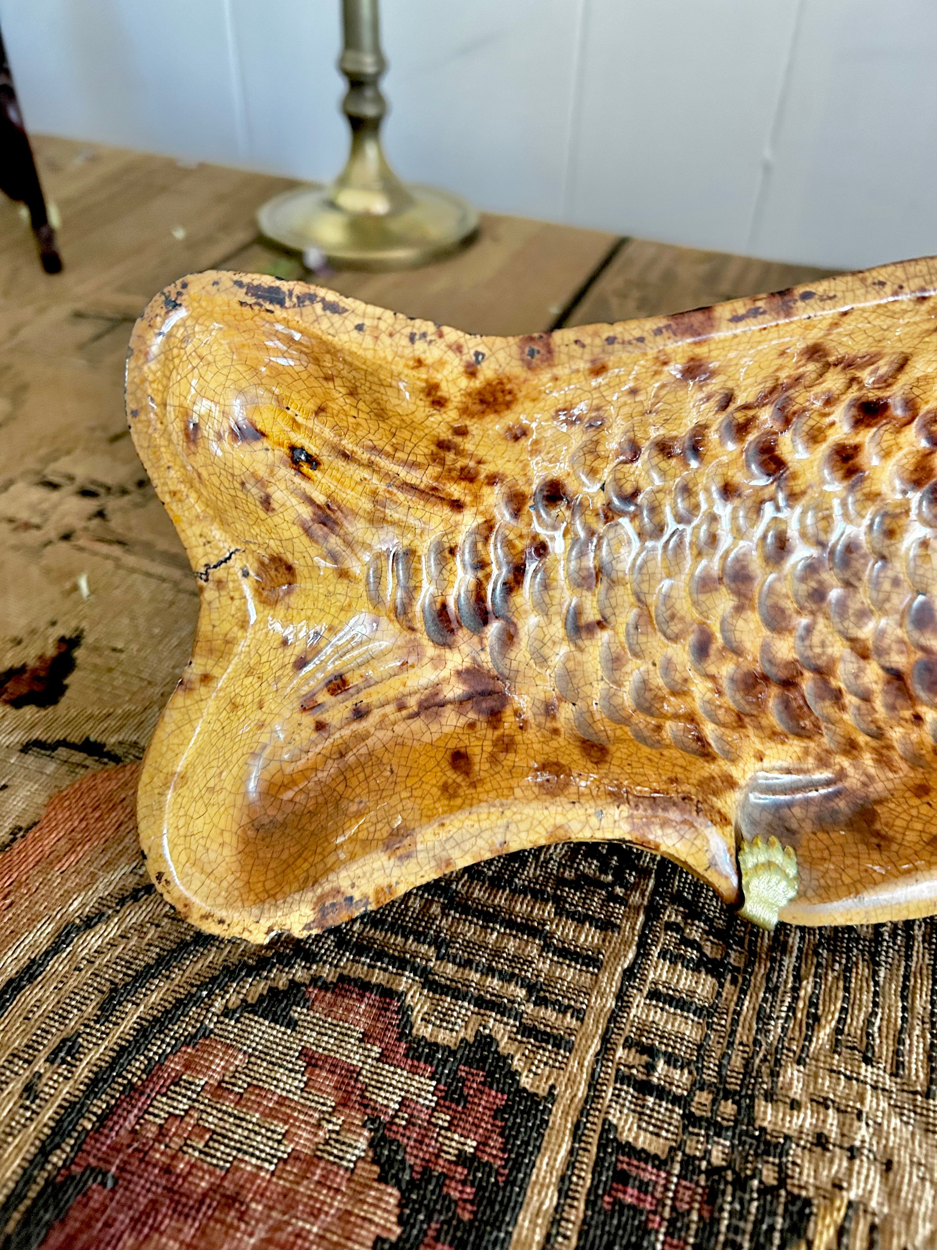 Antique Ceramic Footed Fish Mold