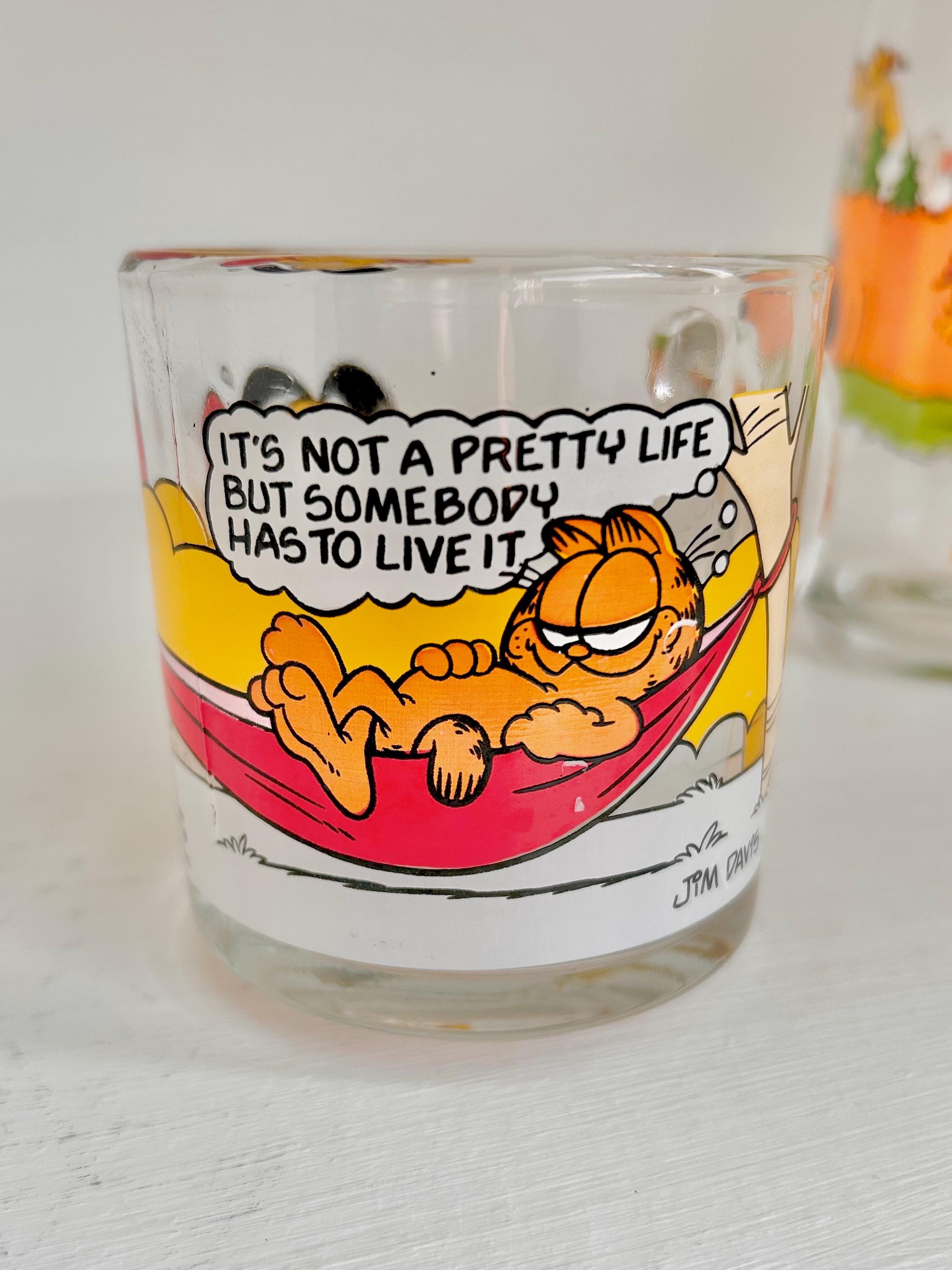 Vintage 1978 Garfield McDonald's Mug: Jim Davis Comic Art Glass Cup