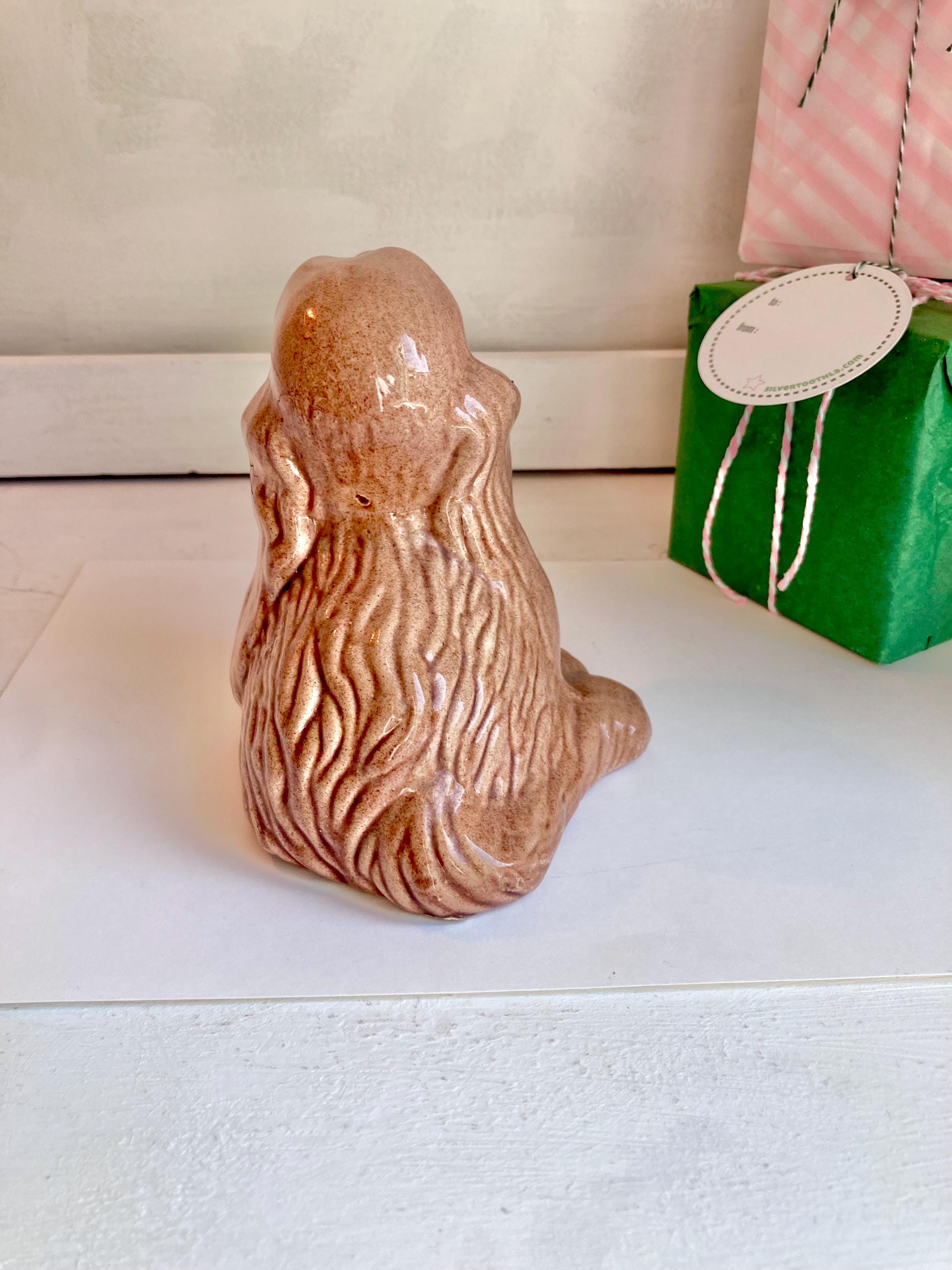 Vintage Spaniel Dog Figurine - Large Hand Painted Seated Ceramic Cocker Spaniel