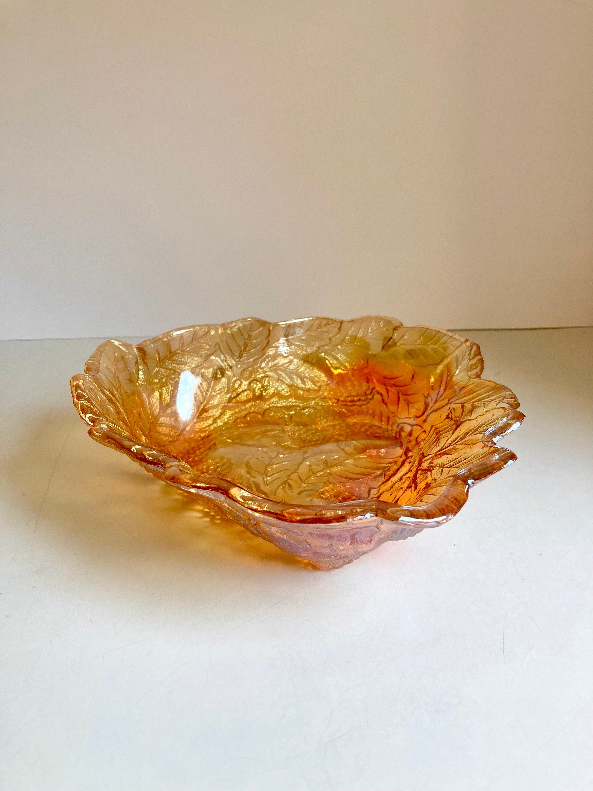Vintage Marigold Carnival Glass Berry Dish - Indiana Glass Company