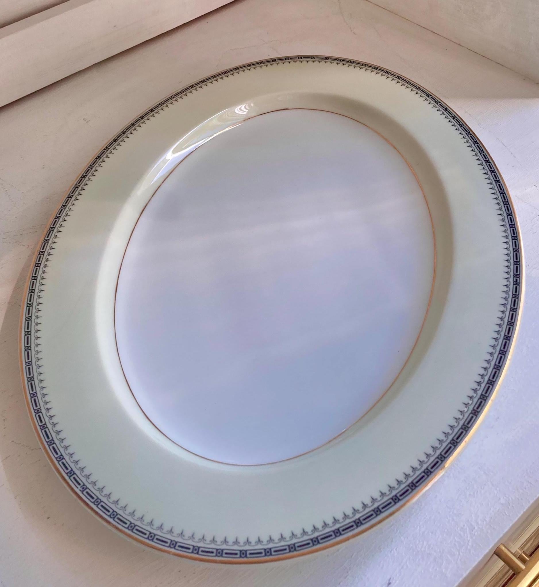 Vintage TK Thun Bohemia Empire Platter – Navy Blue and Gold Trim