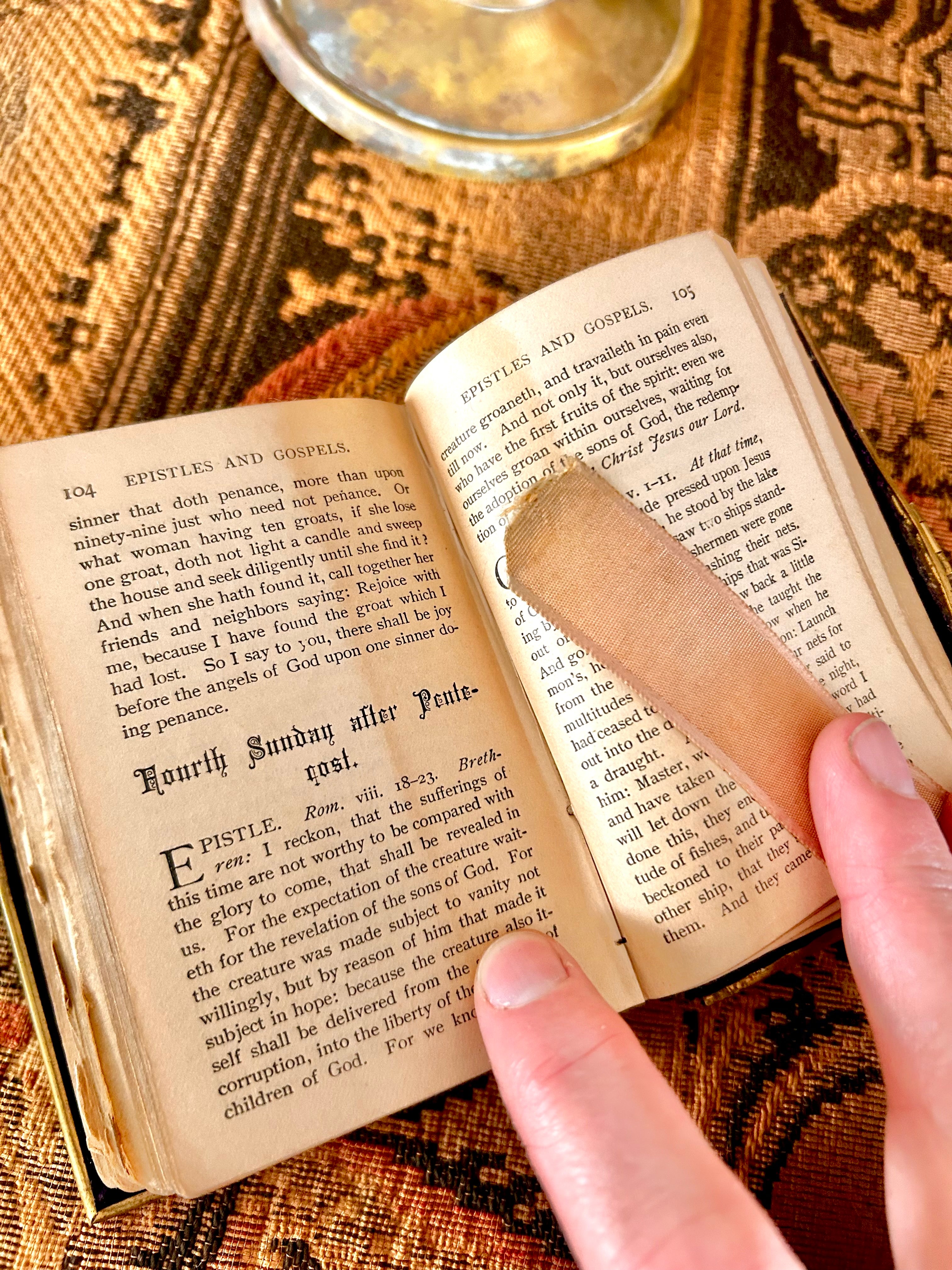 Antique 1880s Velvet Brass Pocket Prayer Book