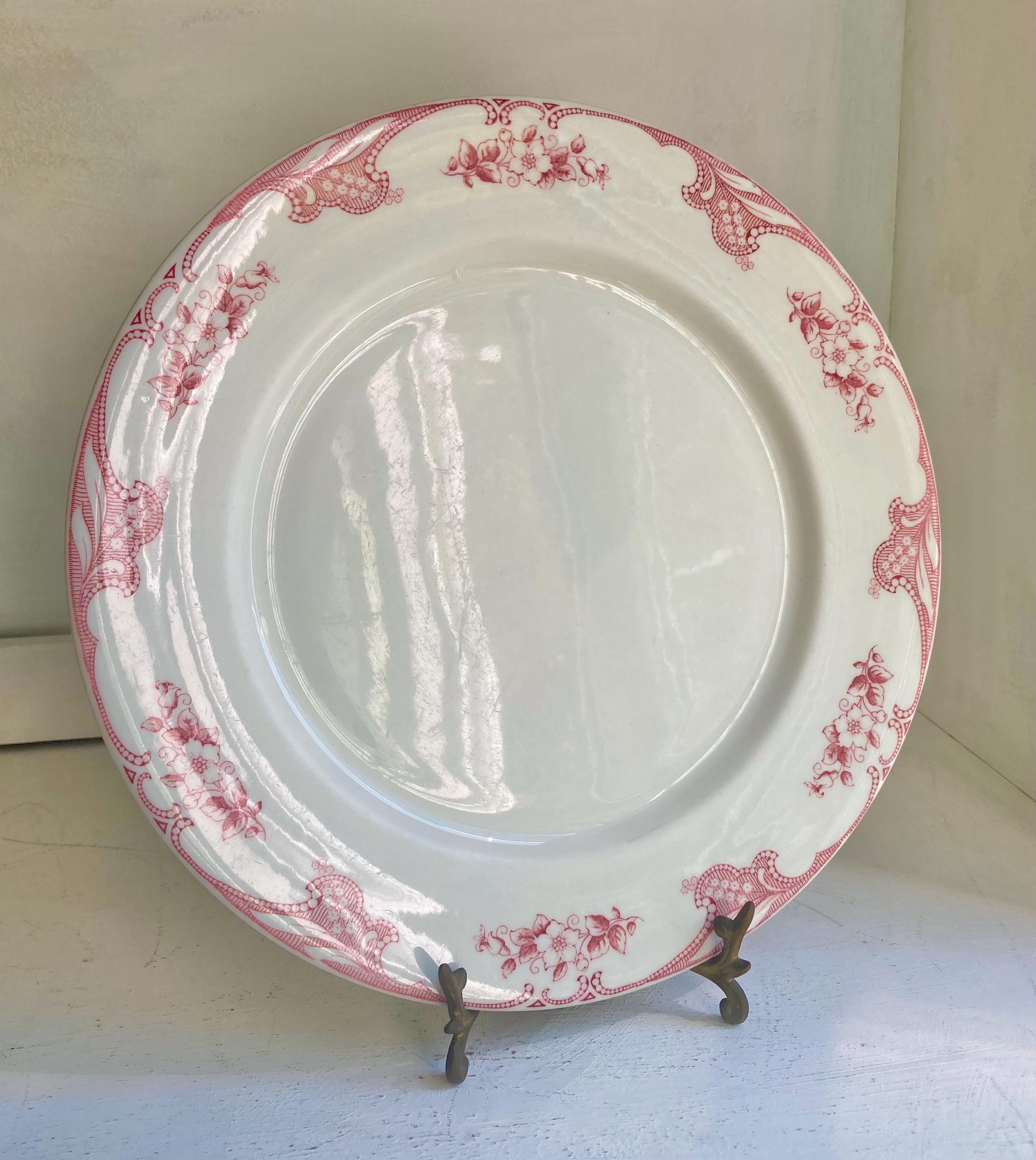 1950s Shenango China Platter: Vintage Inca Ware Pink Floral Rim (11-inch)