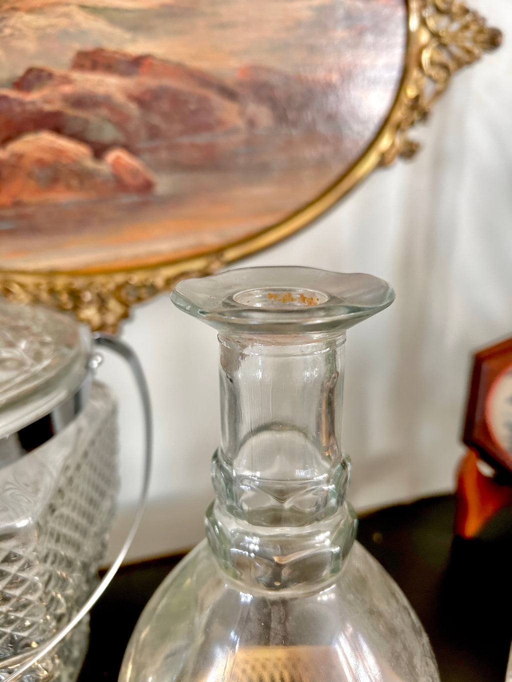 Vintage Glass Decanter Star Pattern H. Walker