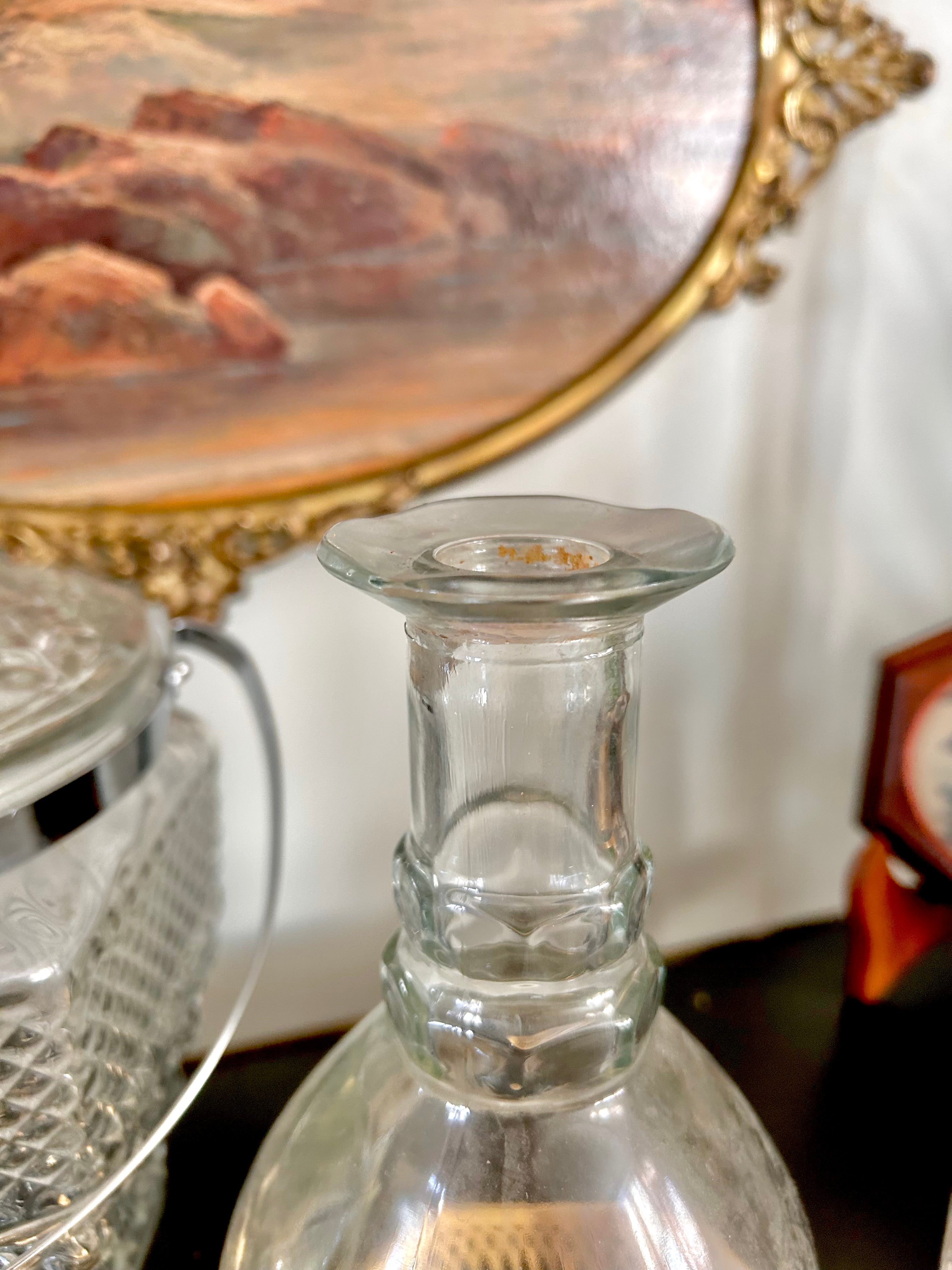 Vintage Glass Decanter Star Pattern H. Walker