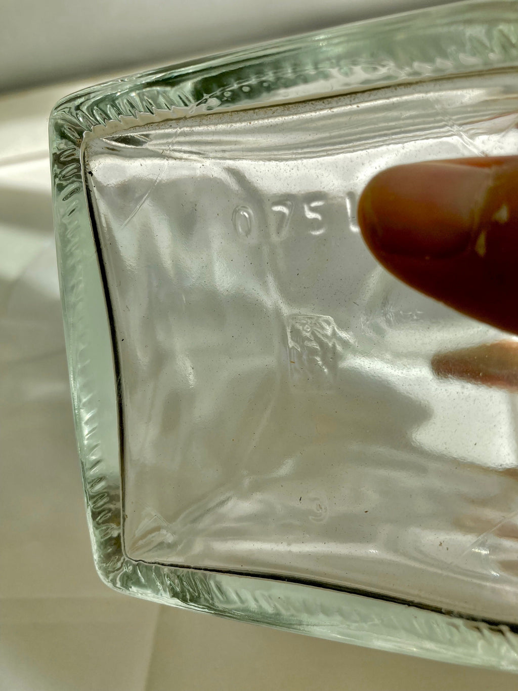 Vintage Glass Decanter with Hollow Glass Stopper, Squared base