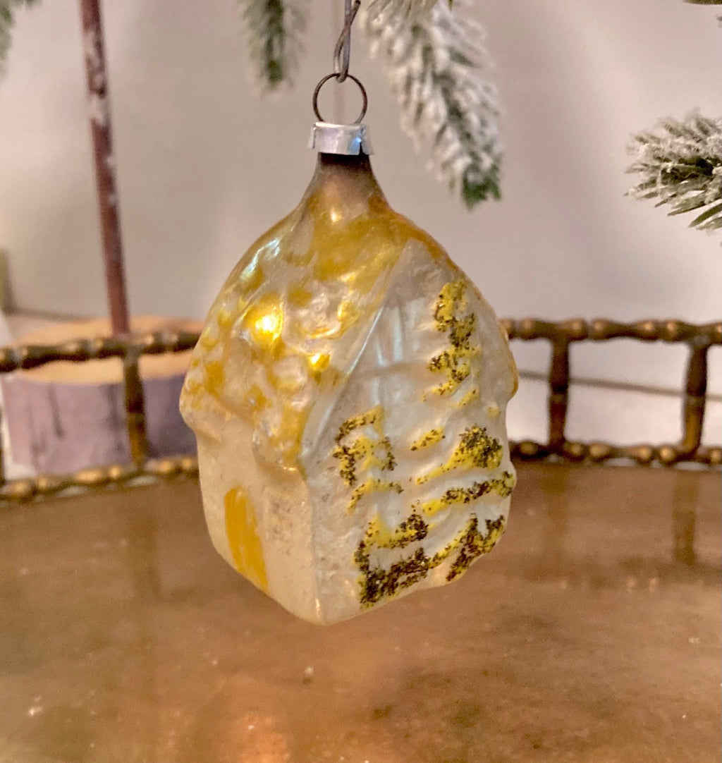 Vintage West German Mercury Glass Christmas Ornament – Pearly Gold Glitter, Individually Sold