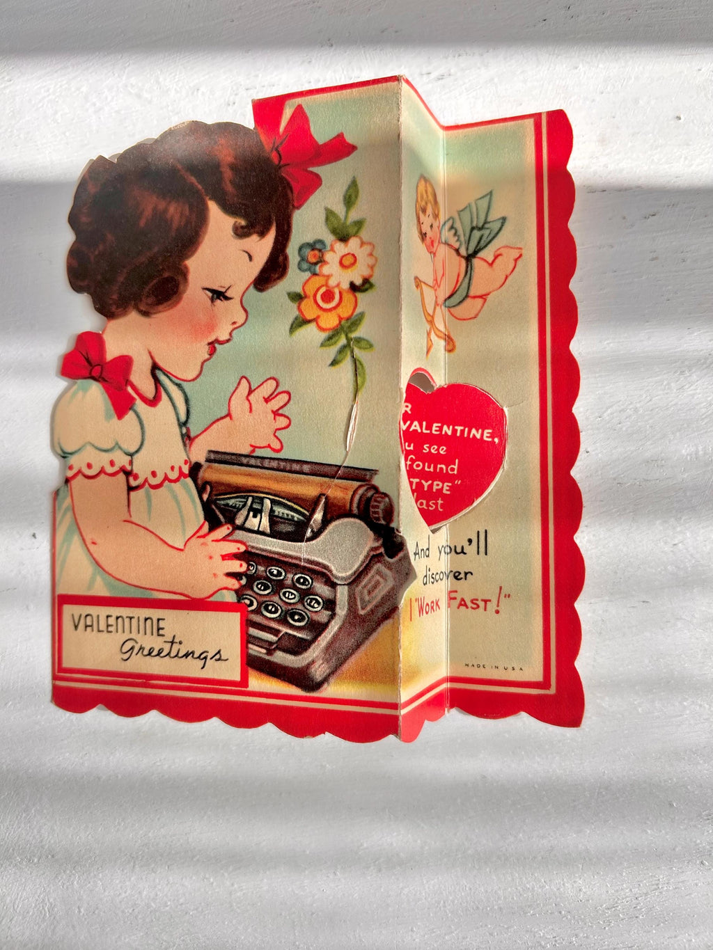 Single Vintage Die-Cut Valentine: 1930s/40s Pun Card - Original Memorabilia