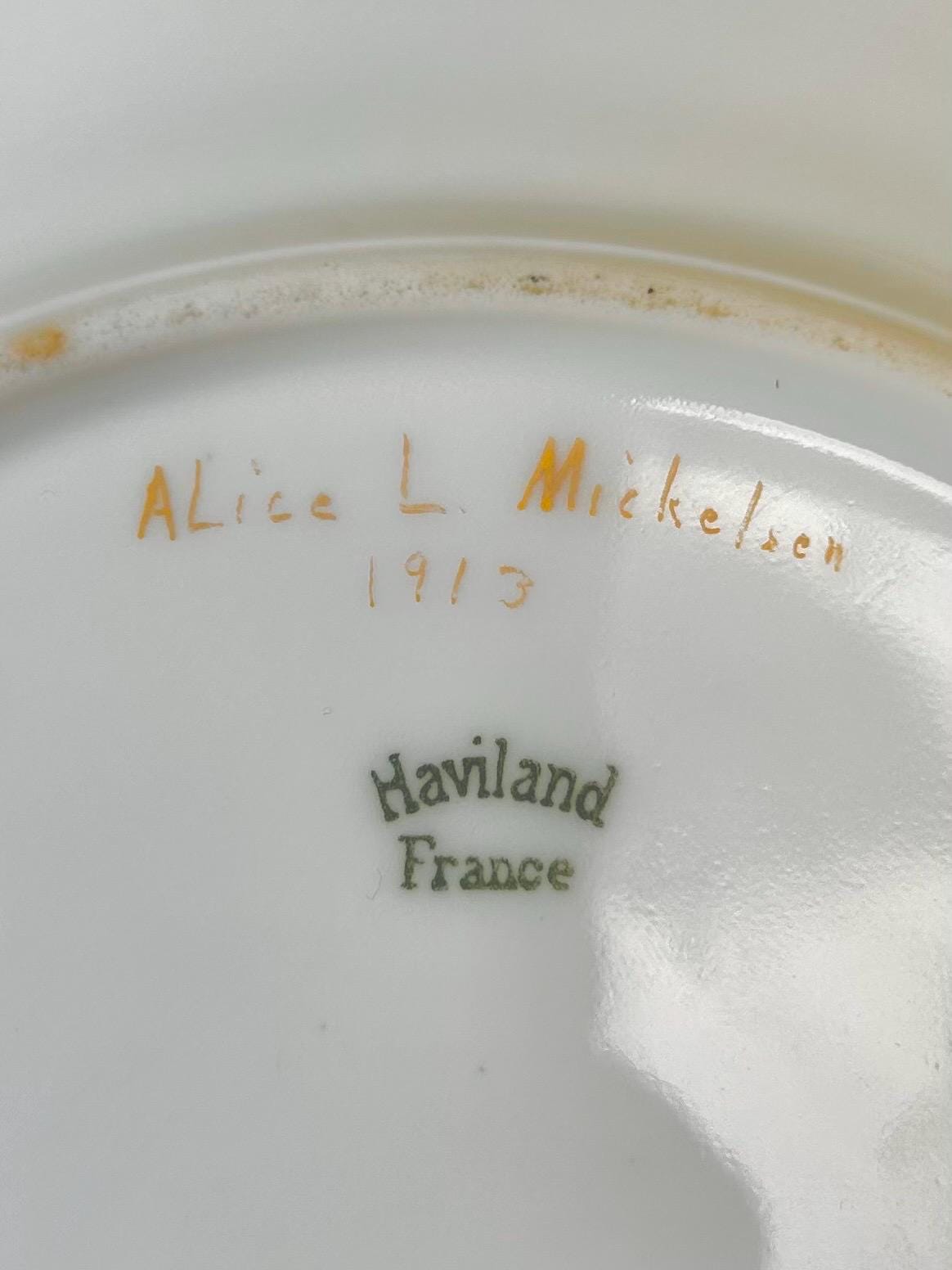 Antique Haviland Limoges Hand-painted Porcelain Plates Set of 5