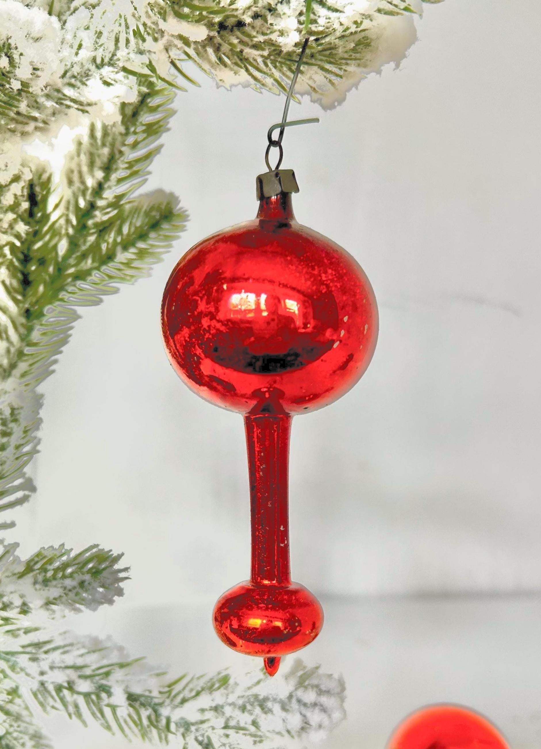 Vintage Handmade Glass Christmas Ornaments Hand Painted Teapots & Drop Bulbs