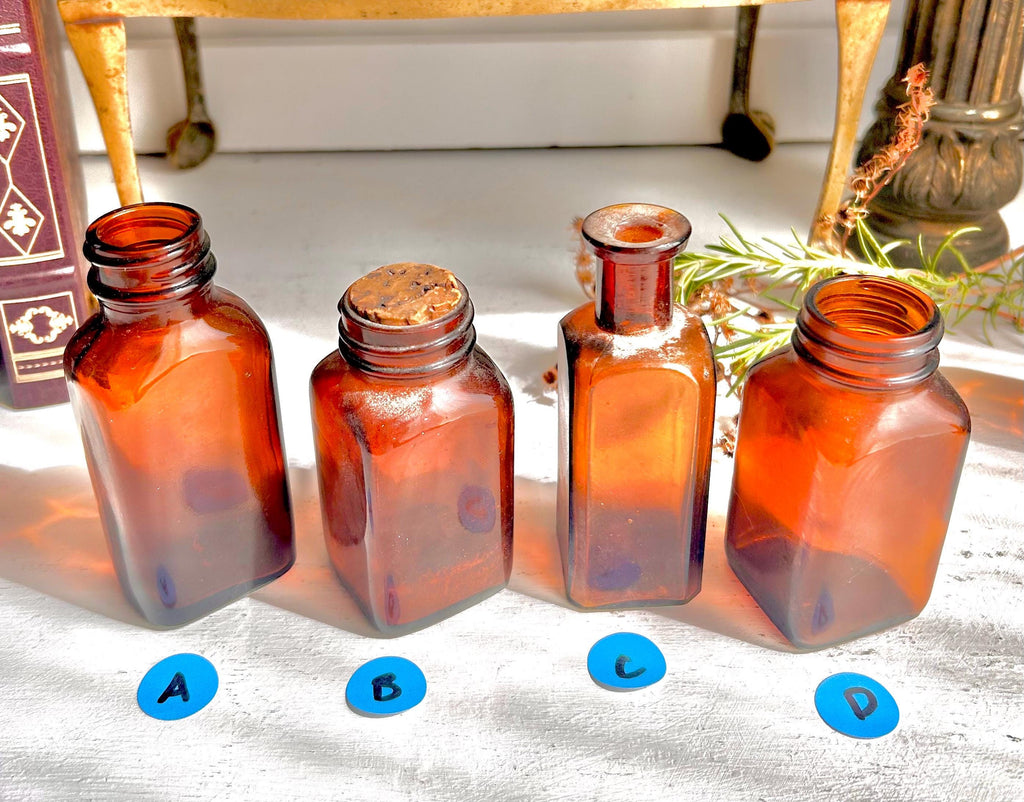 Vintage Amber Apothecary Bottles: Collectible Brown Glass, Choose Your Bottle