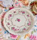 Vintage Bavaria Porcelain Platter: 12" Floral Basketweave Gold Trim