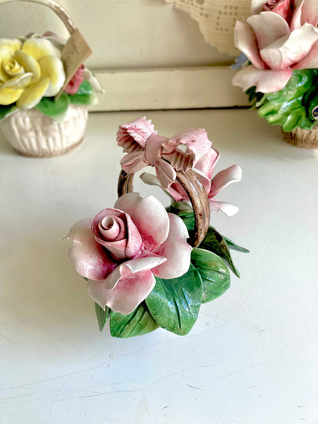 Vintage Italian Nuova Capodimonte Porcelain Hand-made Rose Bouquets: CHOOSE from Four