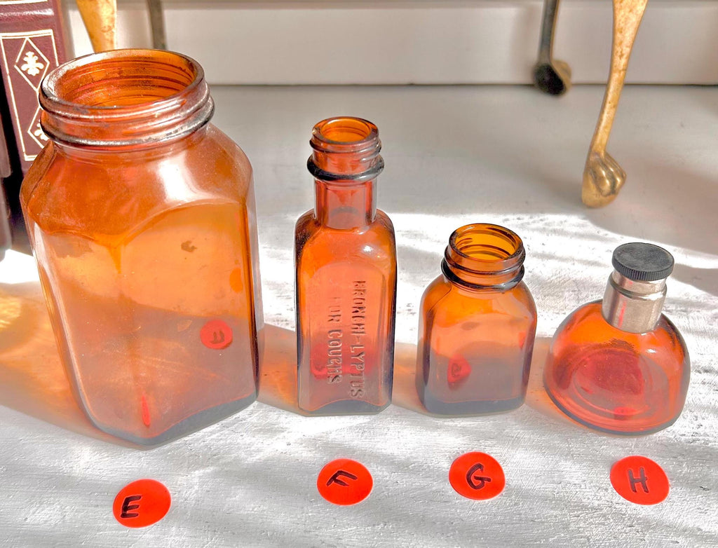 Vintage Amber Apothecary Bottle: Collectible Brown Glass, Choose Your Bottle