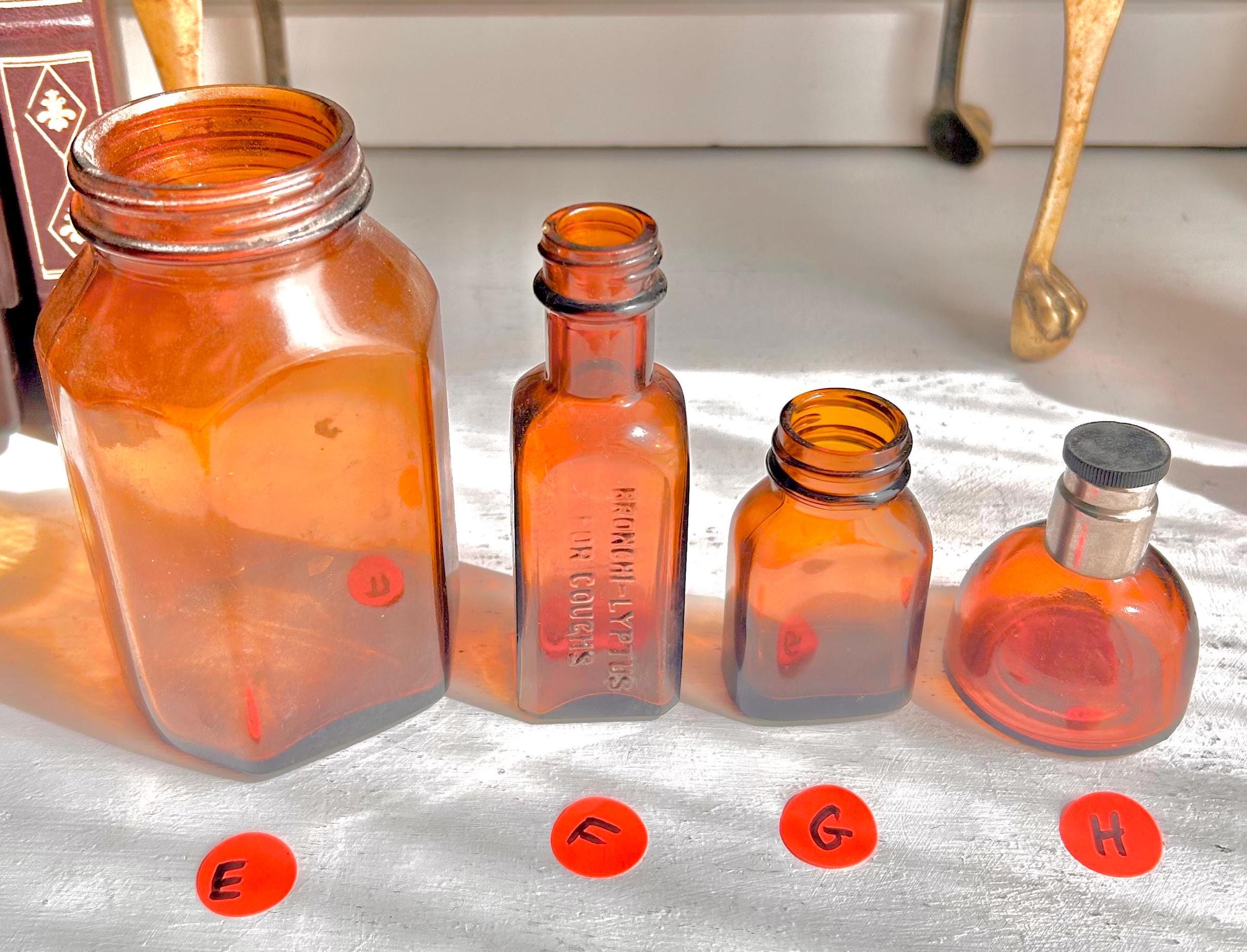 Vintage Amber Apothecary Bottle: Collectible Brown Glass, Choose Your Bottle