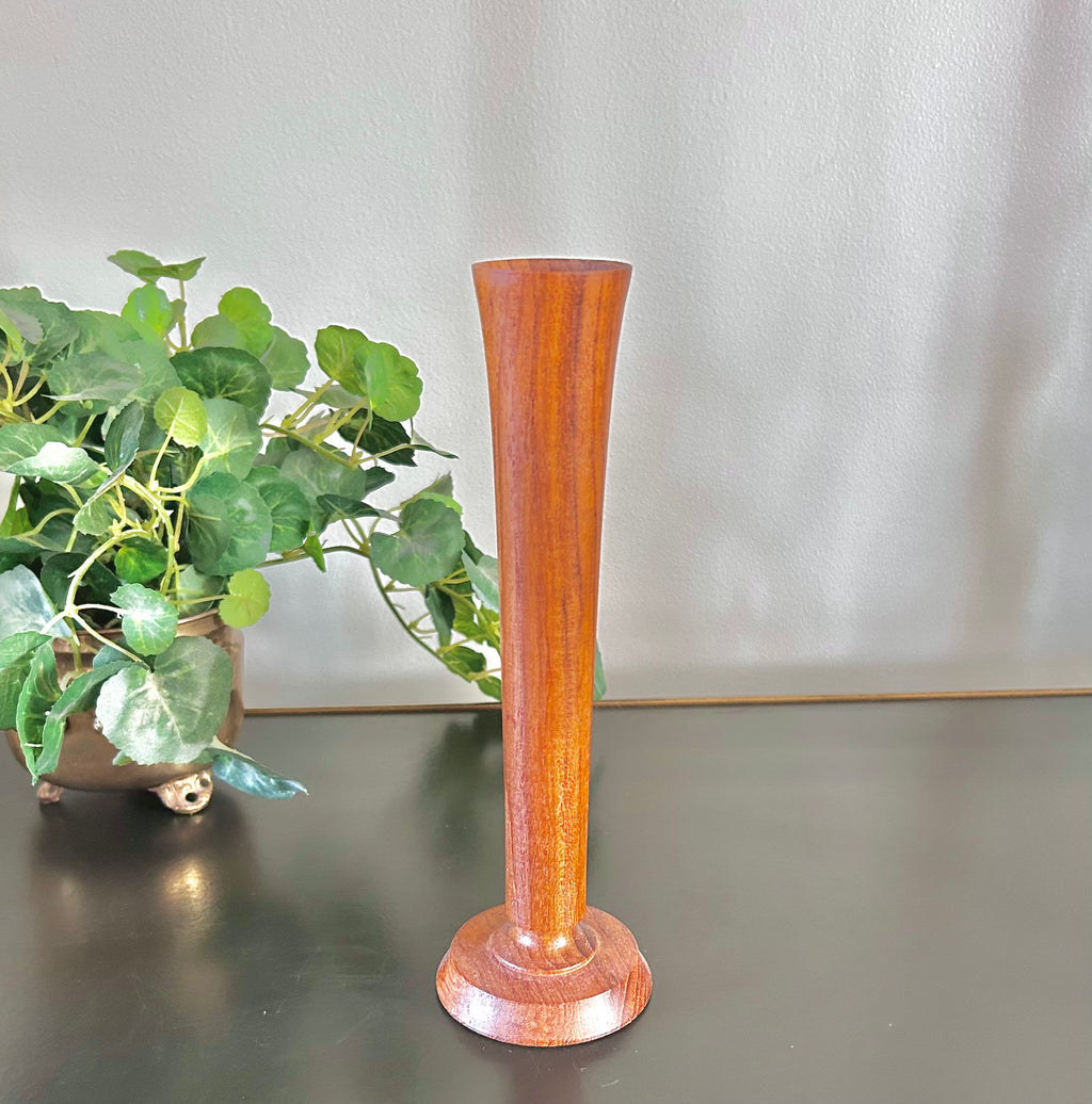 Vintage Wooden Fluted Bud Vase