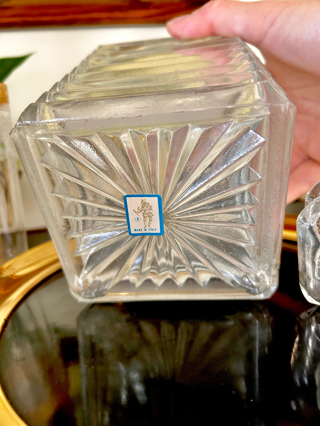 Vintage Italian Square Cut Liquor Bottle