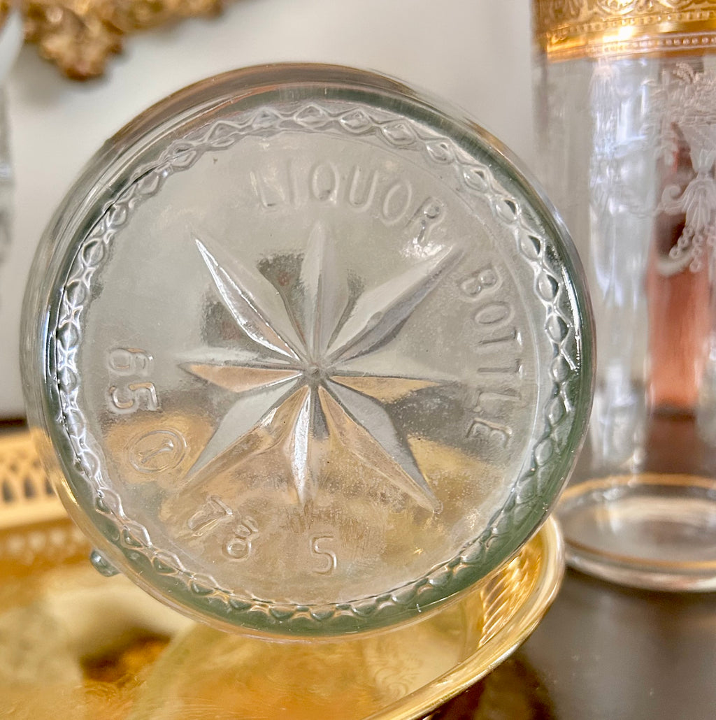 Vintage Glass Decanter Star Pattern H. Walker
