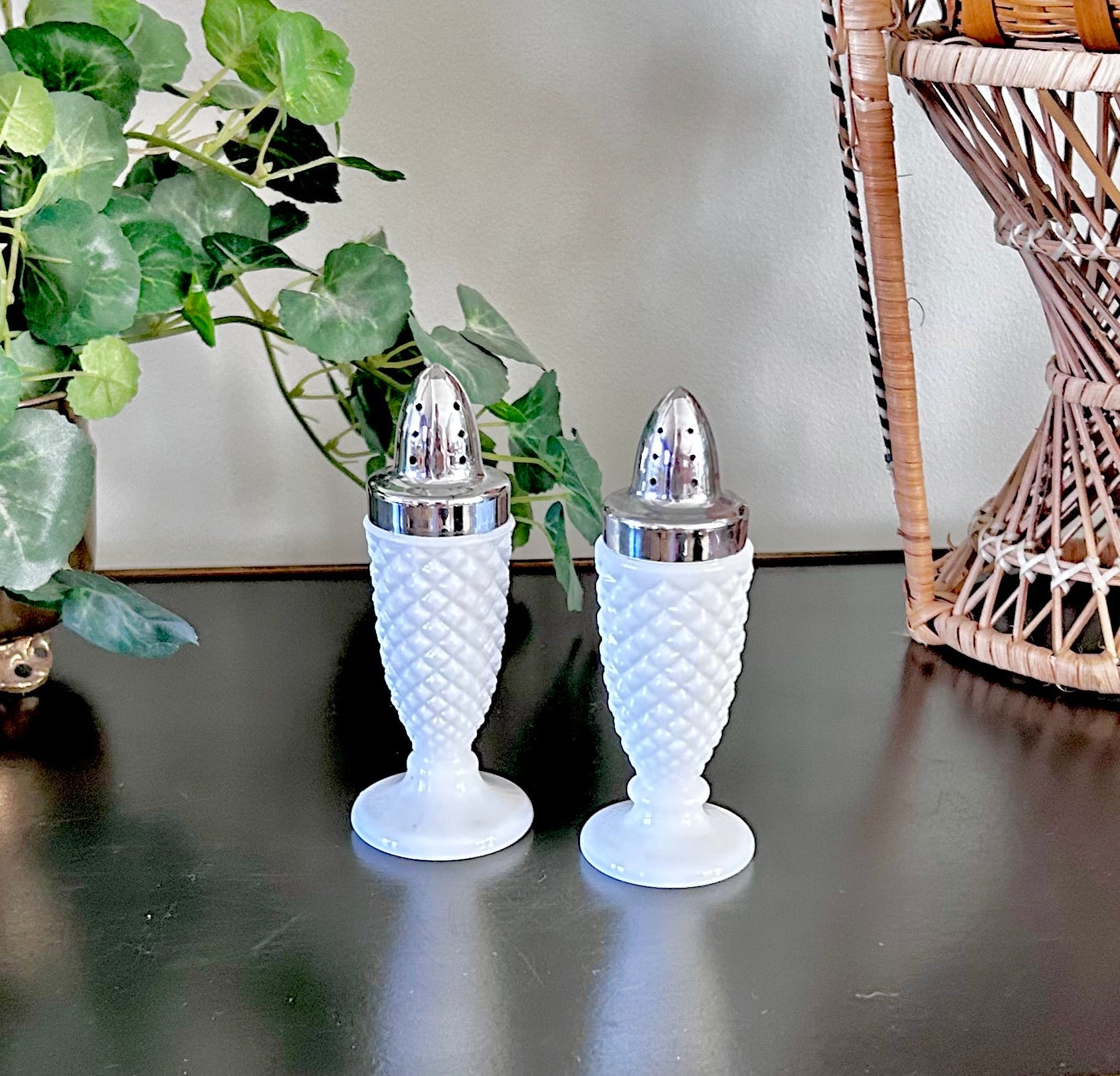 Vintage Milk Class Salt and Pepper Shakers
