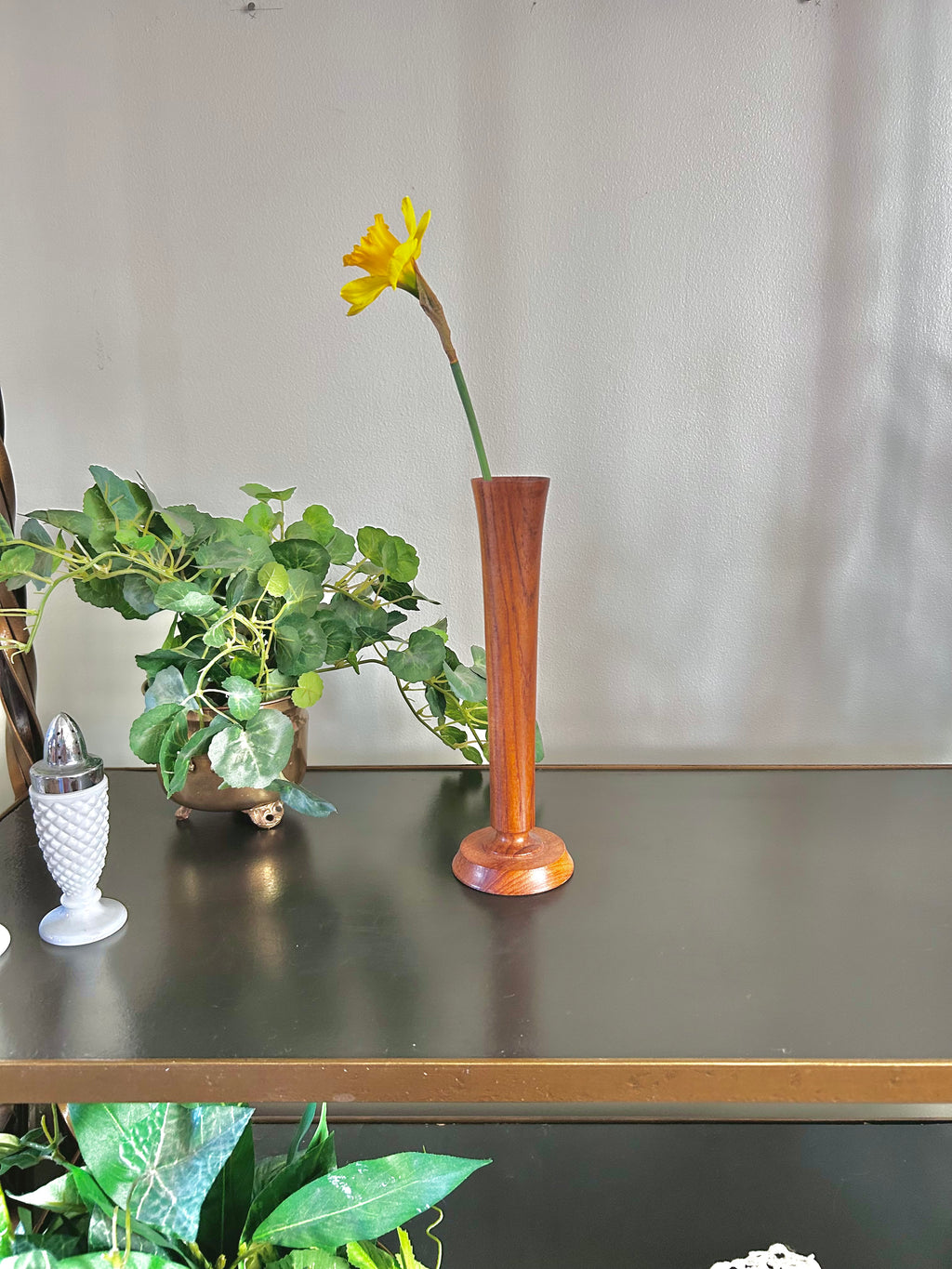 Vintage Wooden Fluted Bud Vase