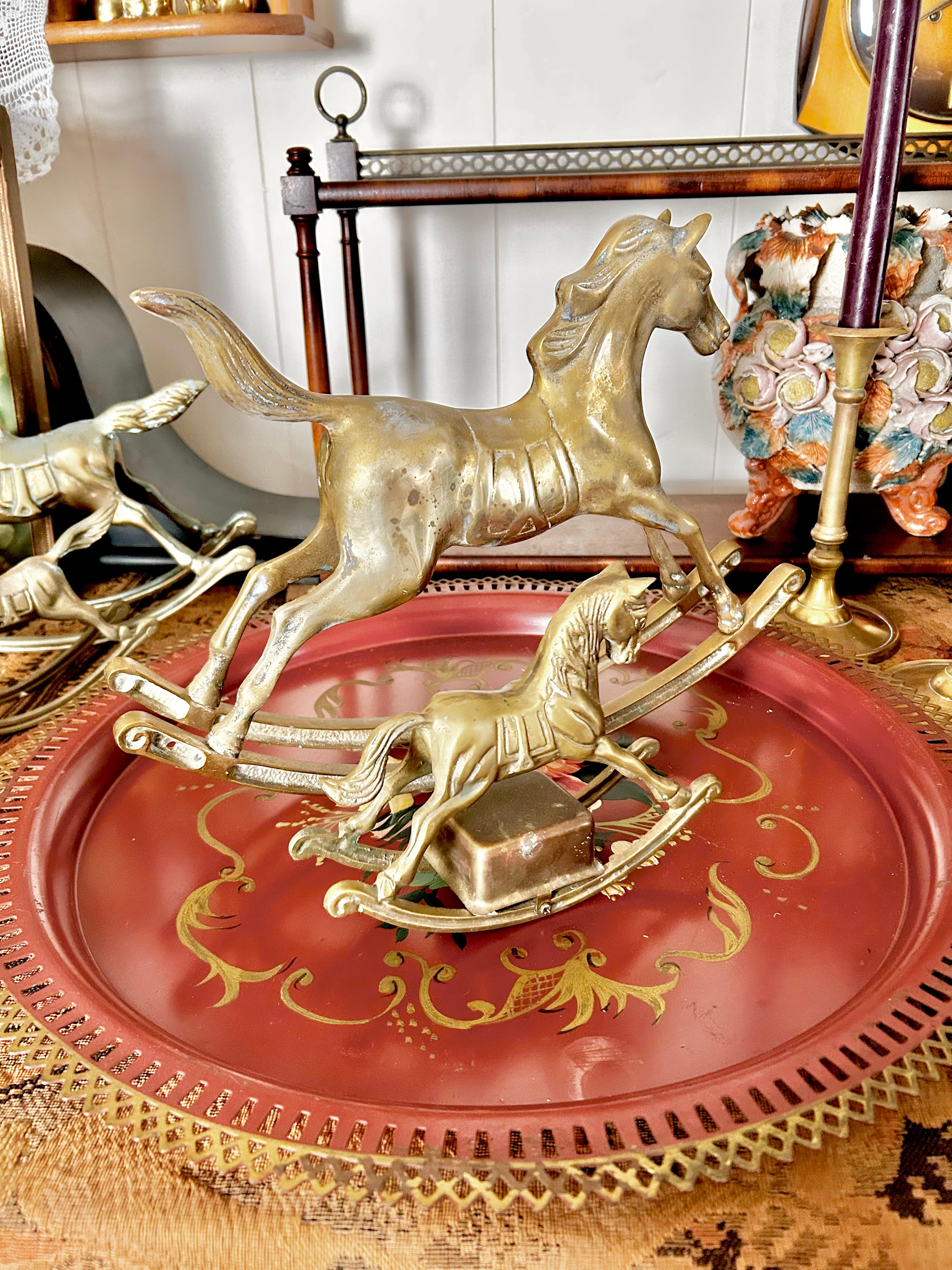 Vintage Solid Brass Rocking Horses